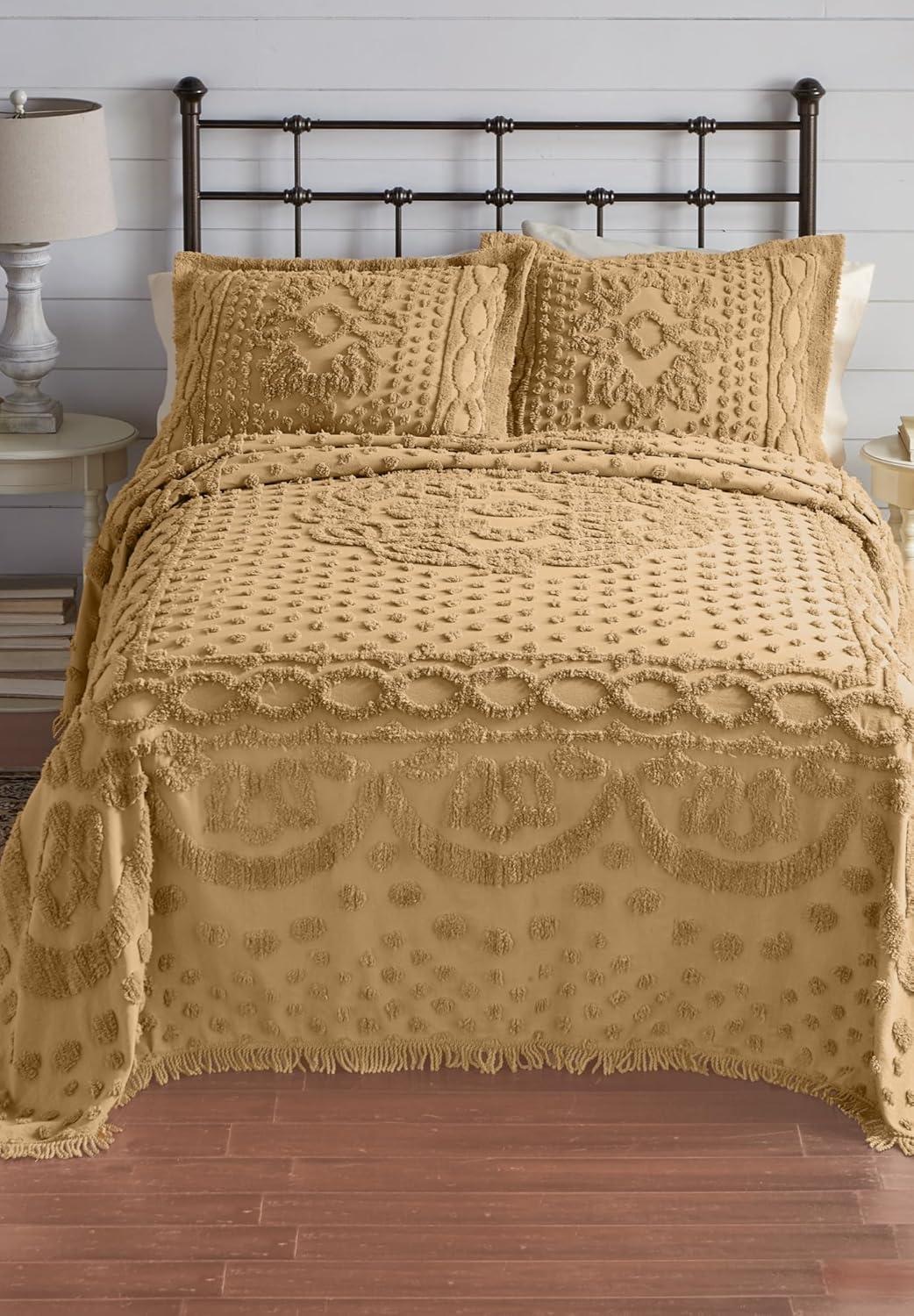 BrylaneHome Georgia Chenille Bedspread - Queen, Blue