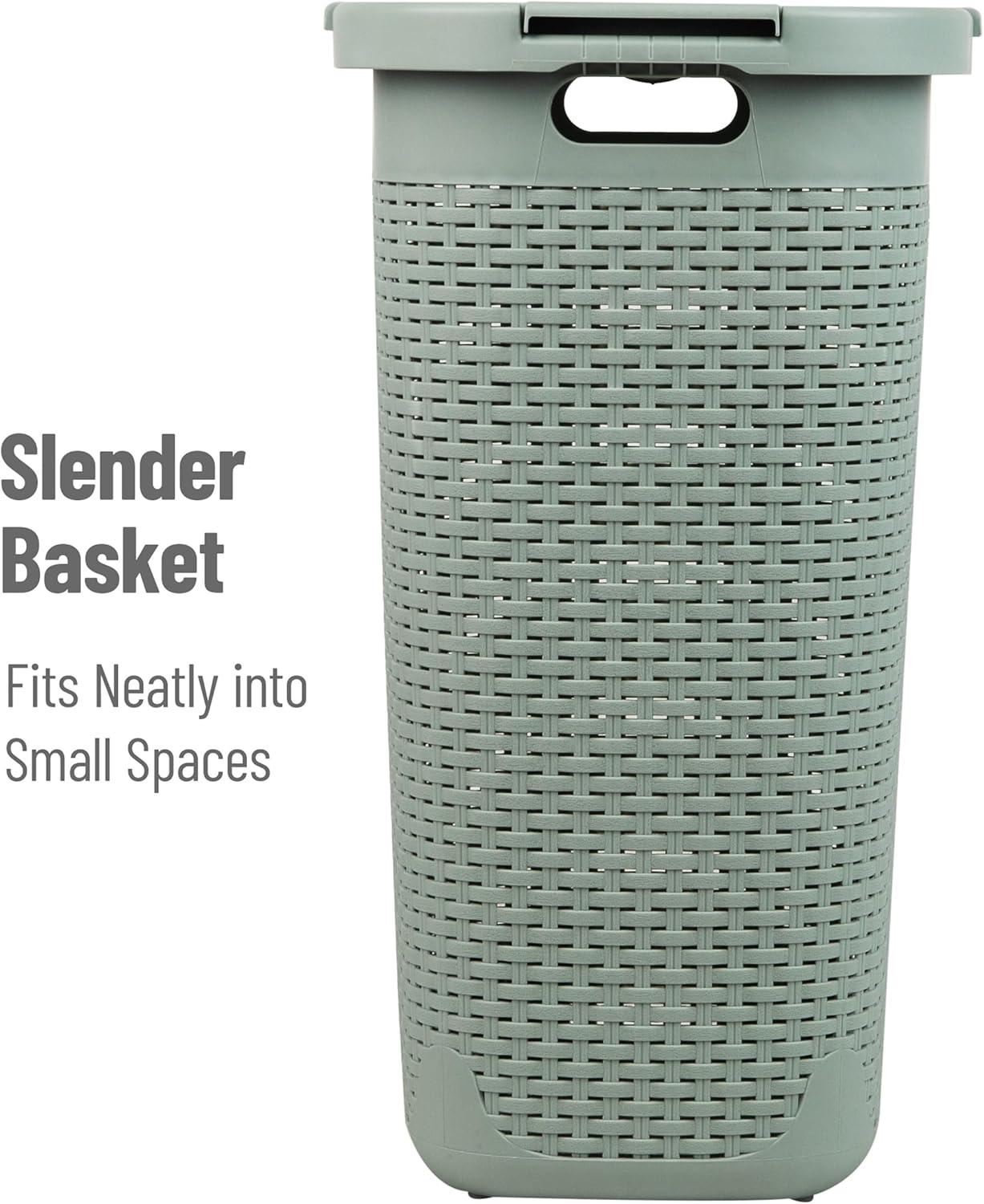 Mind Reader Mind Reader 50L Slim Laundry Hamper, Clothes Basket, Lid, Plastic