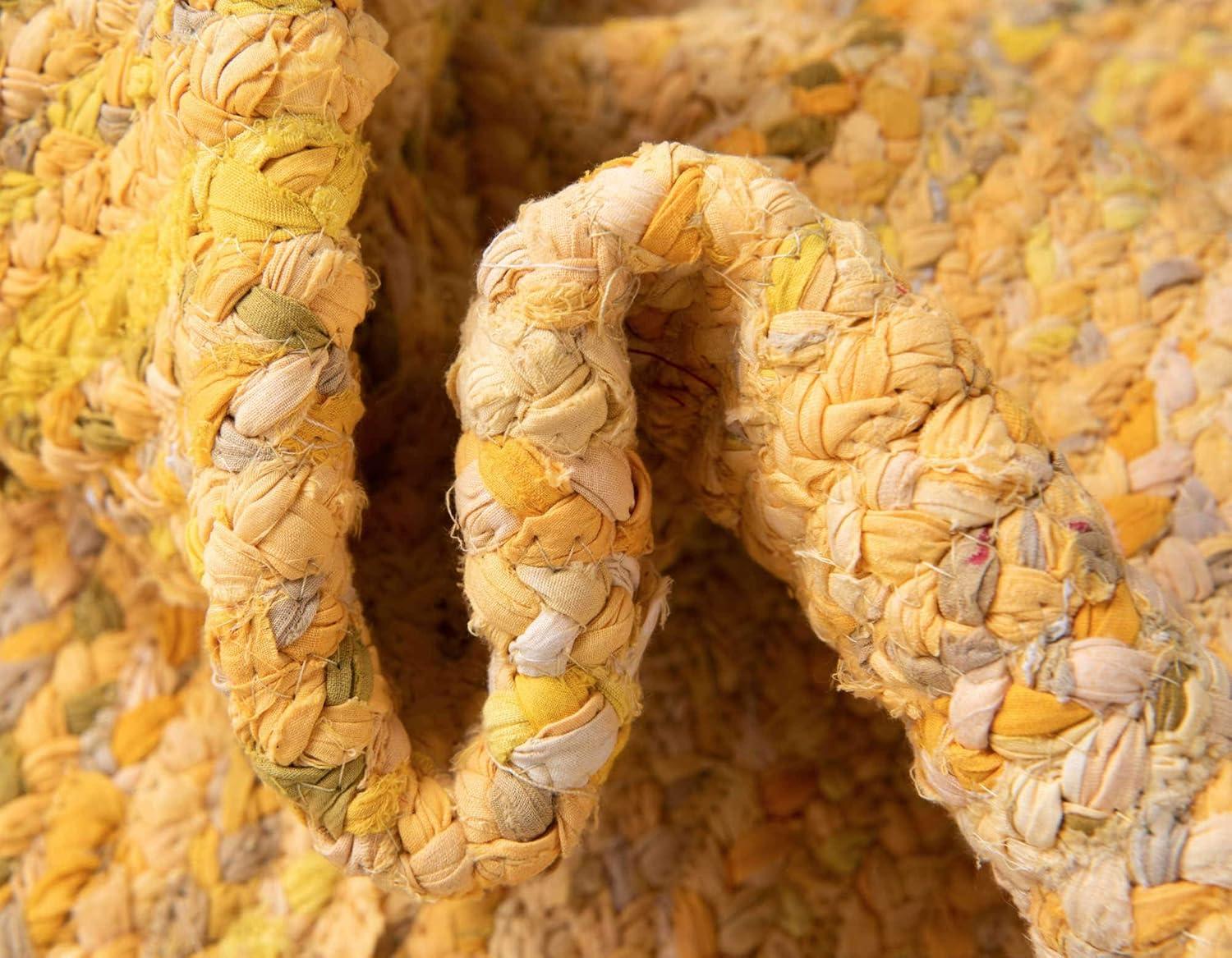Unique Loom Braided Chindi Collection Area Rug - Layer (3' 3" x 5' 1" Oval Yellow Orange/Orange)