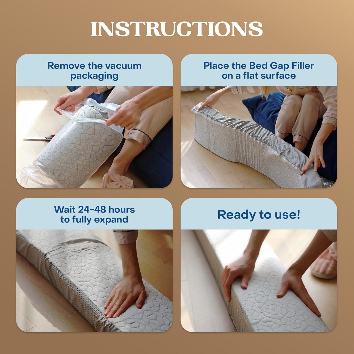 FeelAtHome Headboard Wedge Pillow - Gap Pillow for Sleep Number Bed, Mattress Gap Filler for Comfort, Queen, Gray