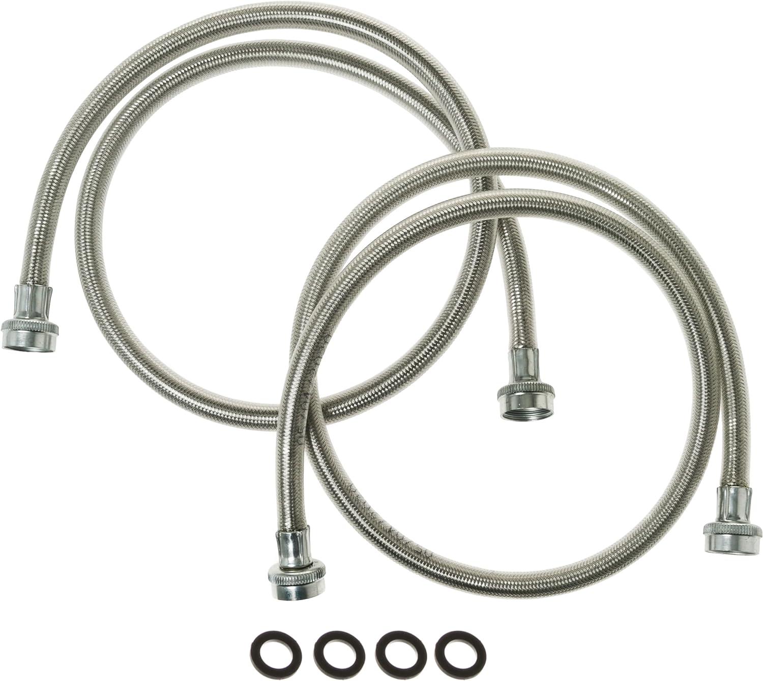 4 Foot Washing Machine Braided Stainless Steel Water Supply Hoses, 2 Pack, PM14X10005