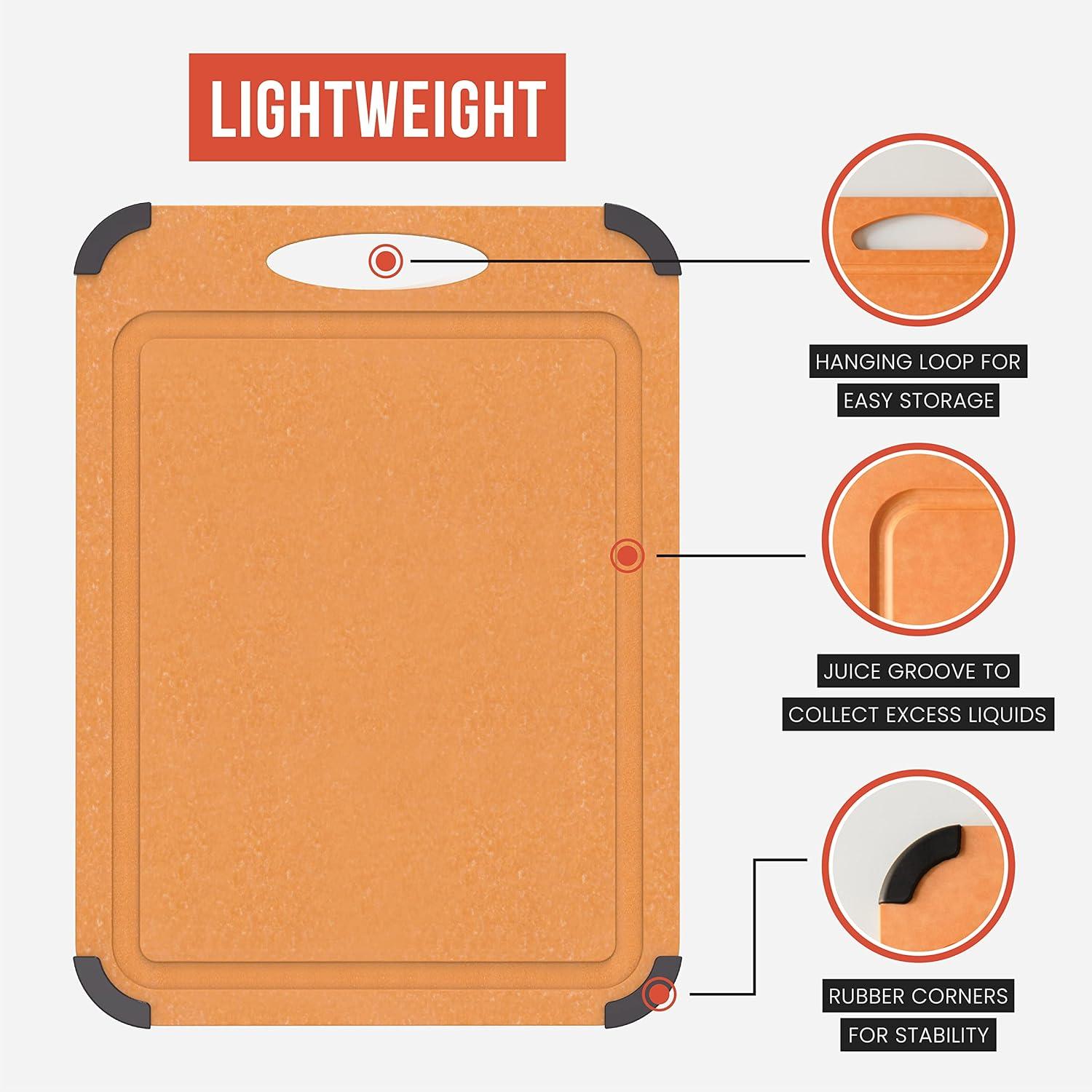 Large Wood Composite Cutting Board with Non-Slip Corners and Juice Groove, 17.3 x 12.8 inches