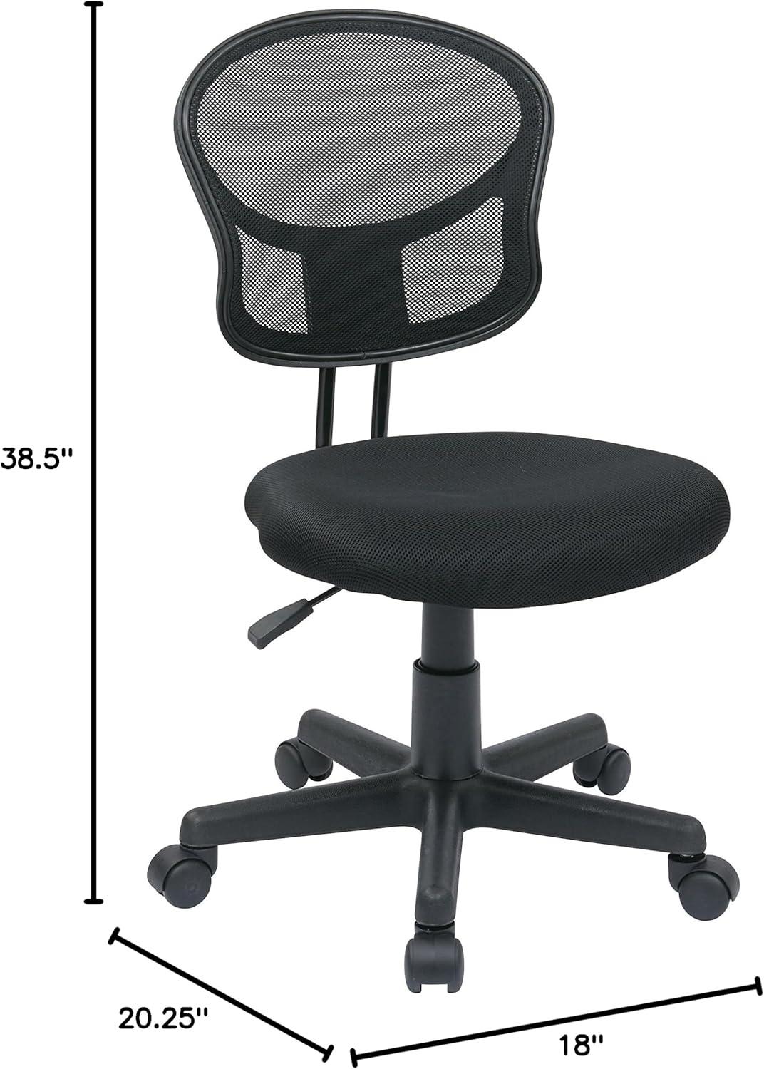 OSP Home Furnishings Mesh Task Chair in Black Fabric