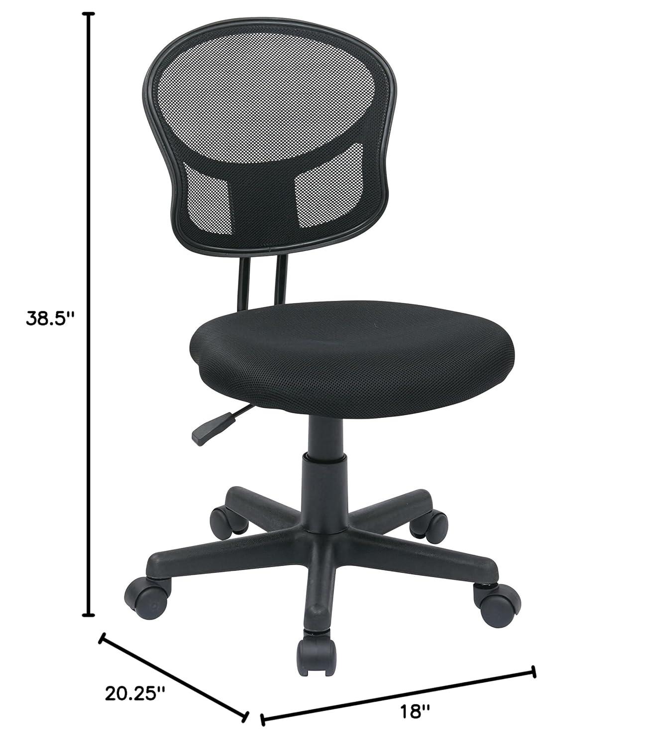 OSP Home Furnishings Mesh Task Chair in Black Fabric