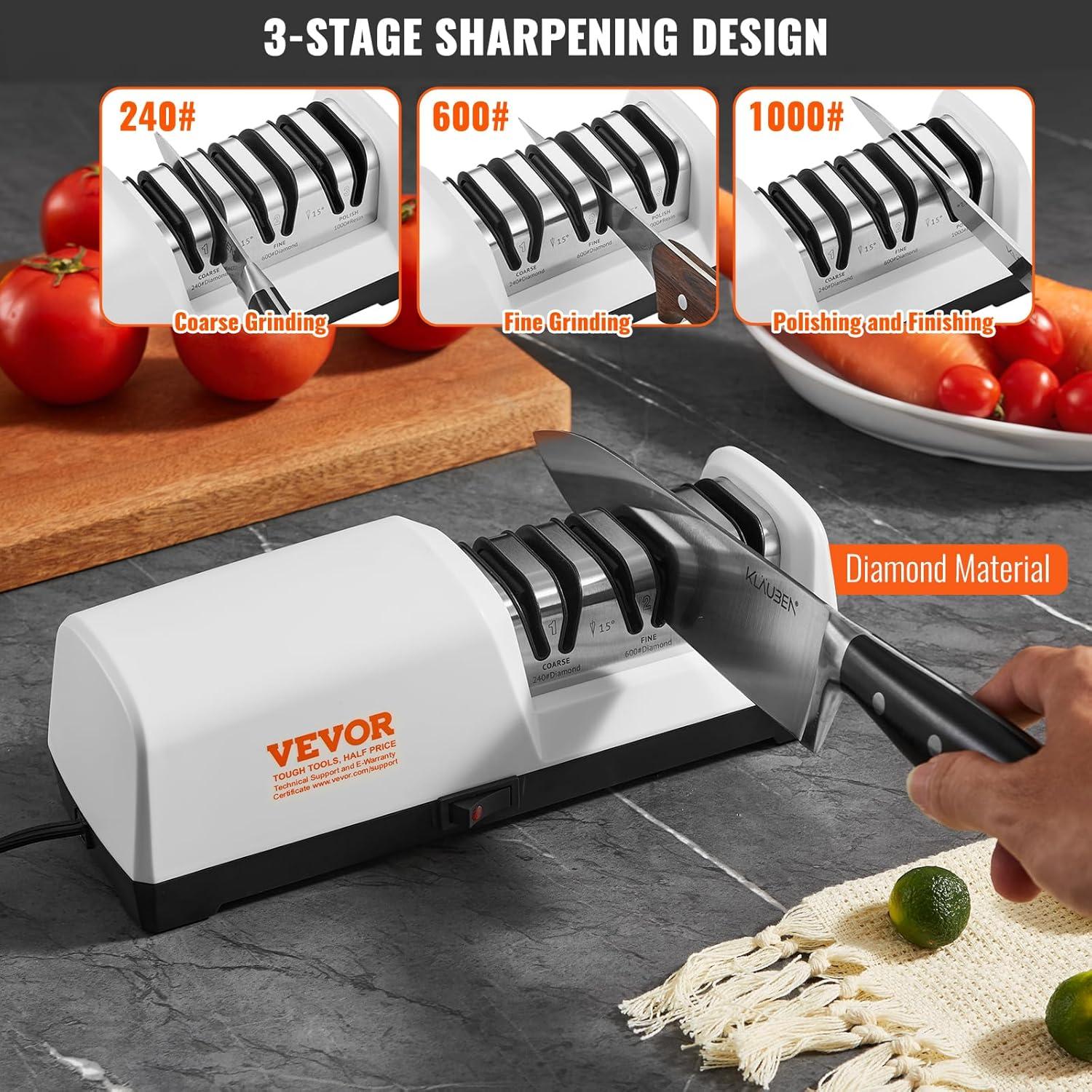 VEVOR White Electric Knife Sharpener with Diamond Abrasives