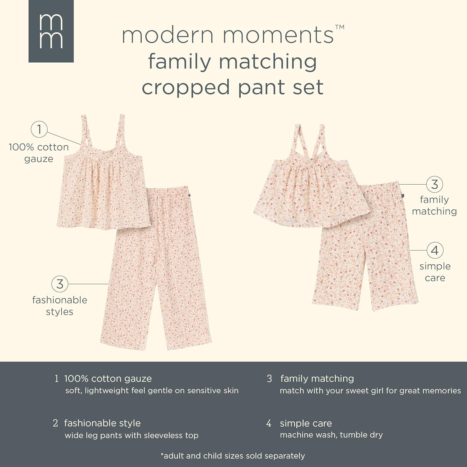 Modern Moments™ by Gerber Mommy & Me Toddler and Adult 2-Piece Top and Cropped Pants Set, Beige Vine Floral, X-Large