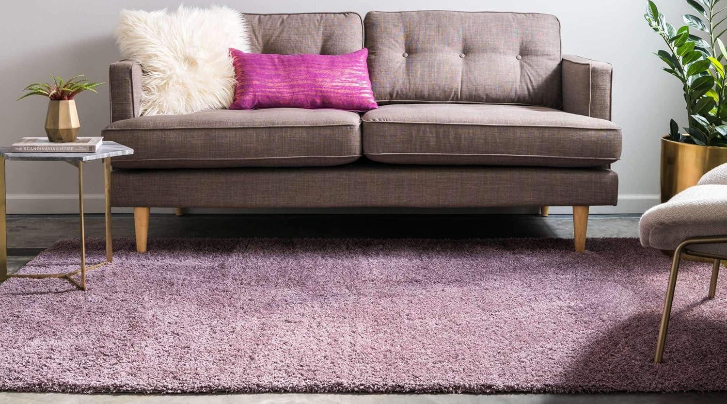 Unique Loom Studio Solid Shag Collection Area Rug - Sky (5' 1" x 8' Rectangle Mauve/Violet)