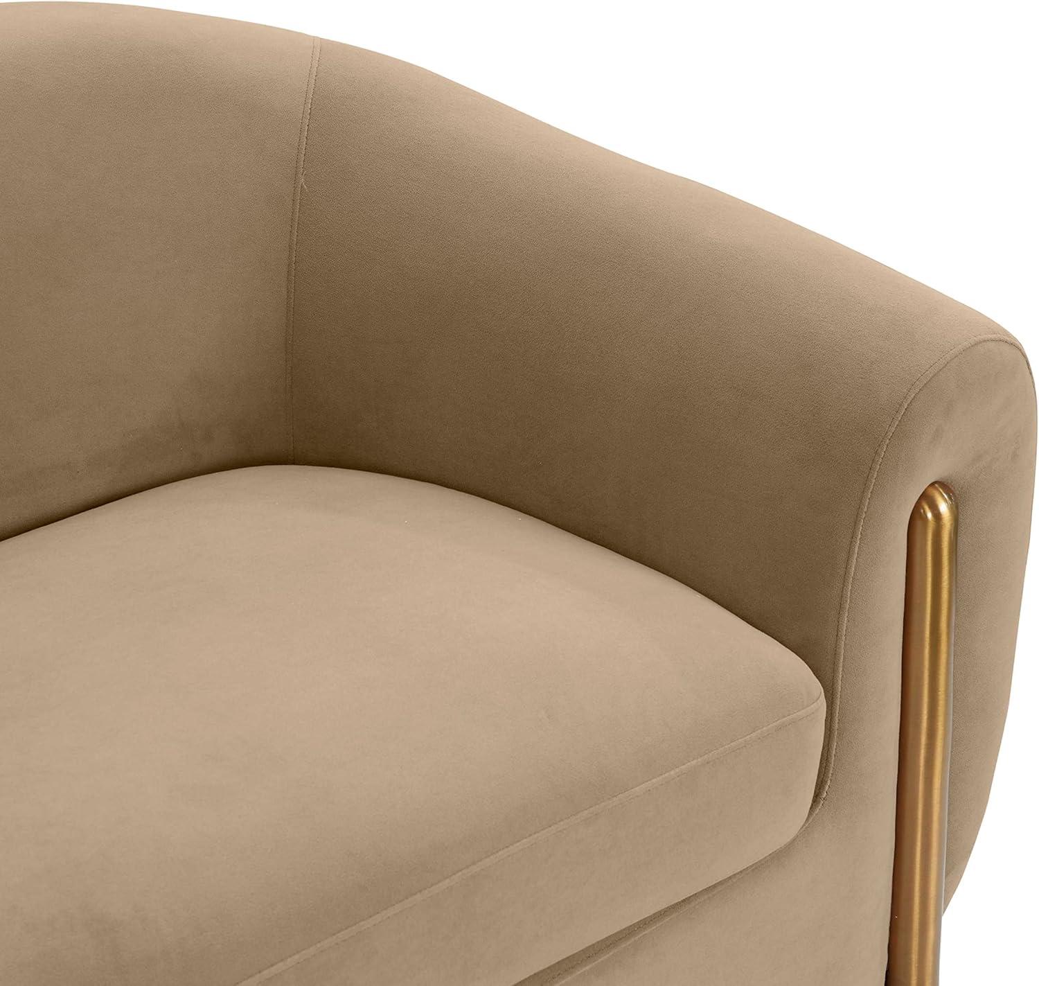 Cafe Au Lait Brown Velvet Round Arm Sofa