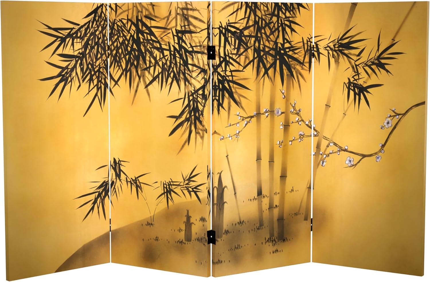 Oriental Furniture 3 ft. Tall Bamboo Tree Canvas Room Divider - 4 Panel
