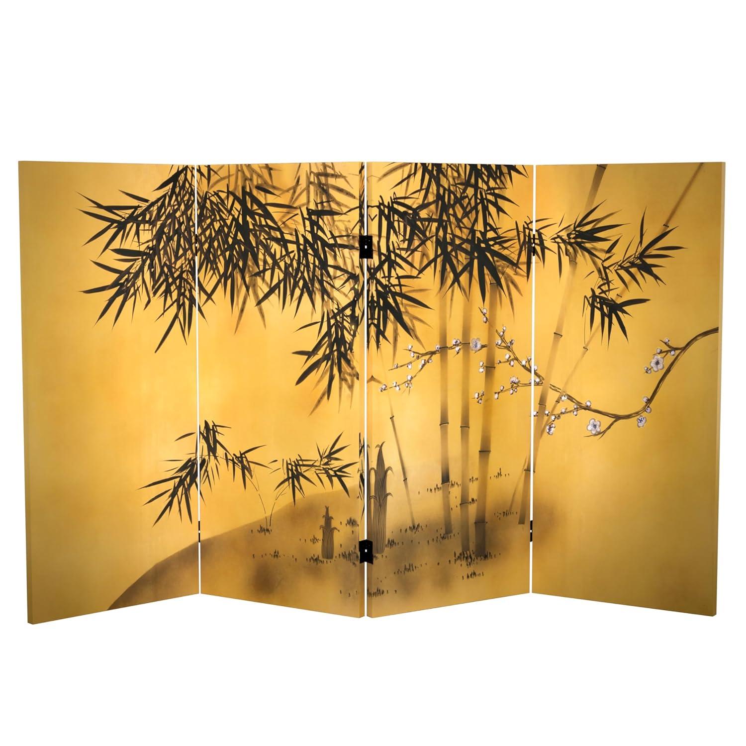 Oriental Furniture 3 ft. Tall Bamboo Tree Canvas Room Divider - 4 Panel