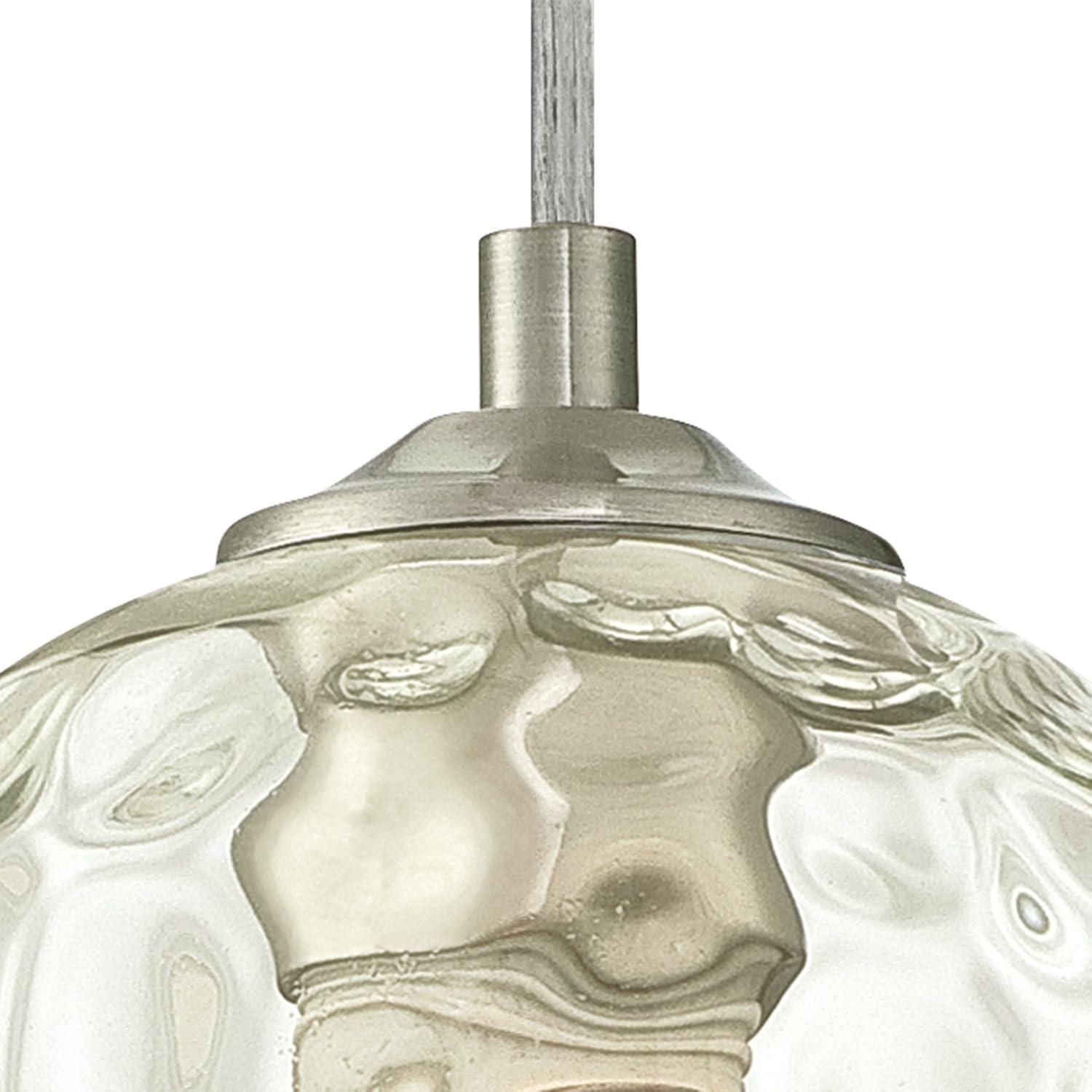 Westinghouse Basset Mini Pendant Brushed Nickel Finish Clear Hammered Glass