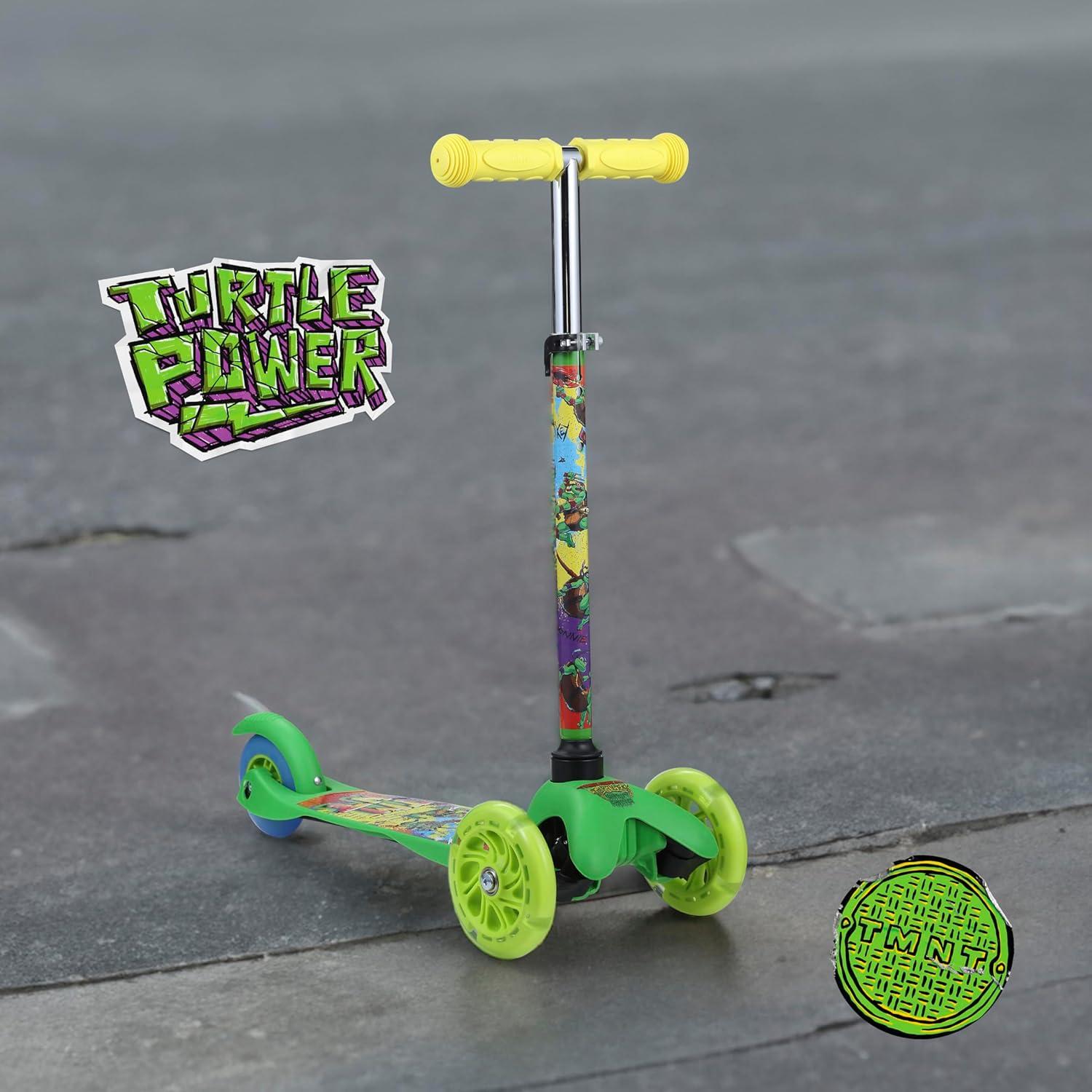 Green and Yellow Polyurethane 3-Wheel Light Up Kick Scooter