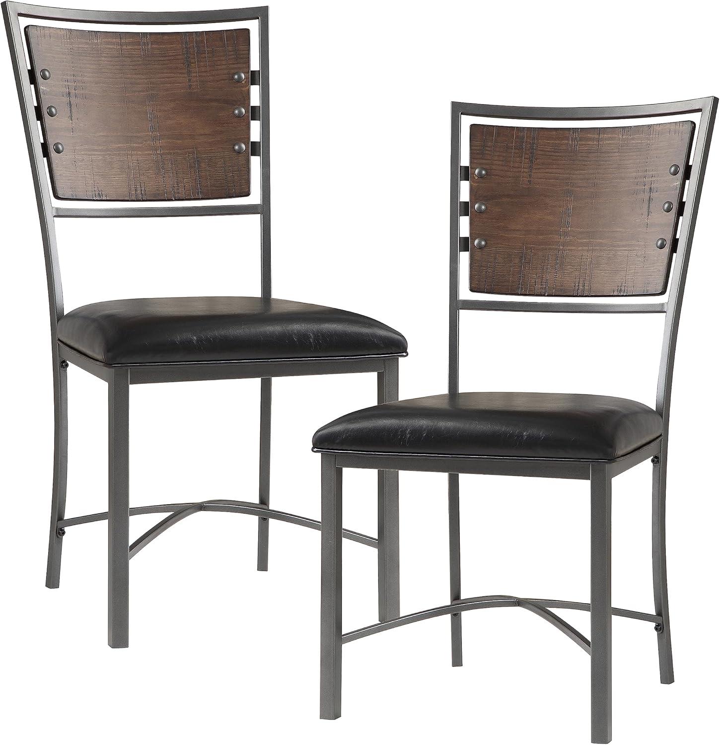 Gray Faux Leather and Metal Industrial Dining Chair Set