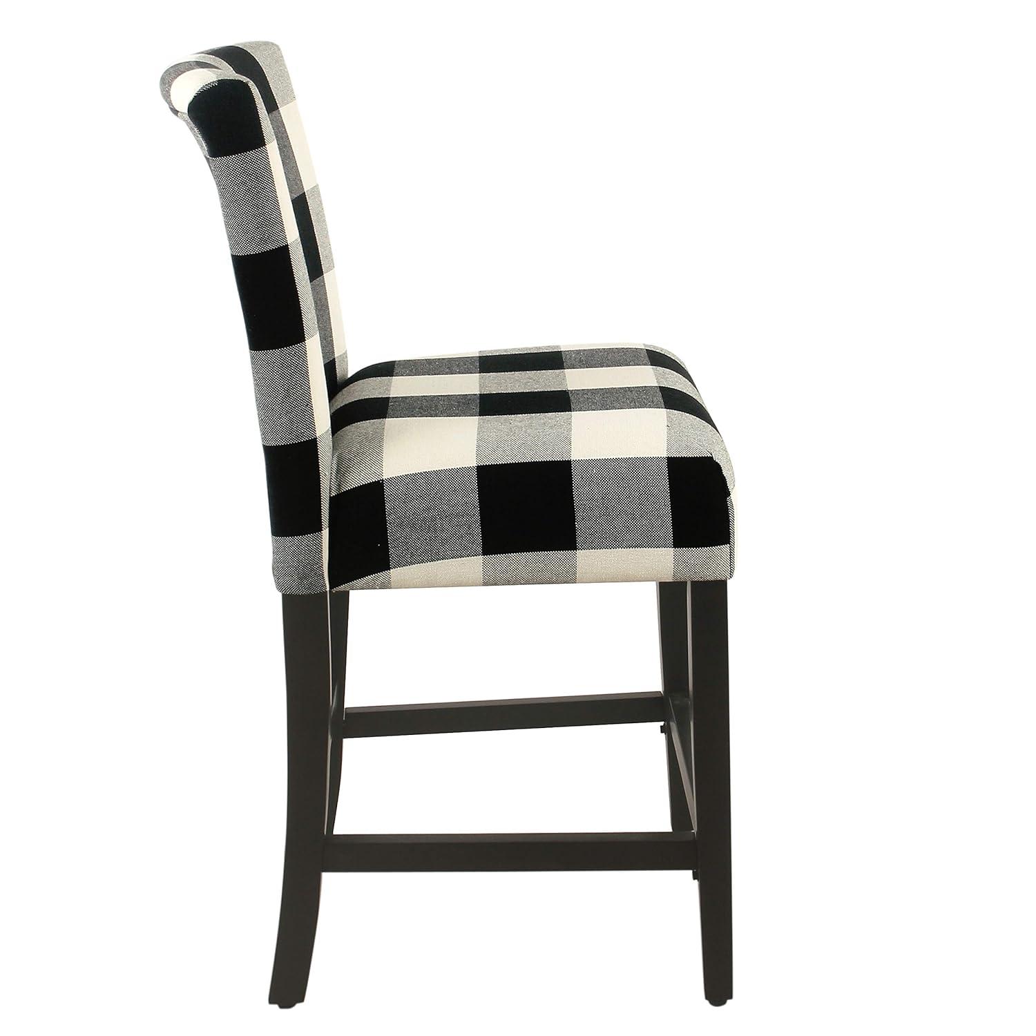 24" Curved Top Counter Height Barstool Safari Taupe - HomePop: Kitchen Seating with Back, Wood Legs