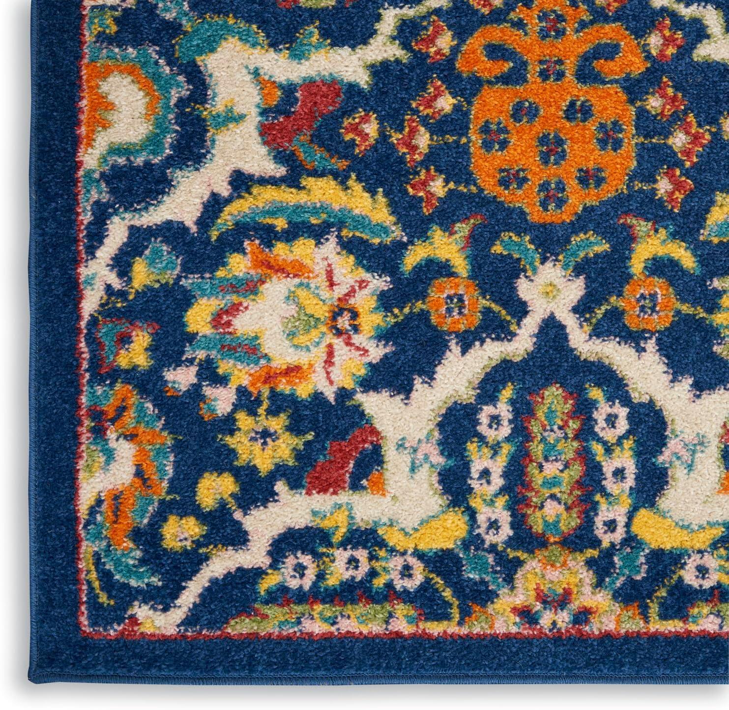 Allur Boho Navy Multicolor Floral 4' x 6' Synthetic Area Rug