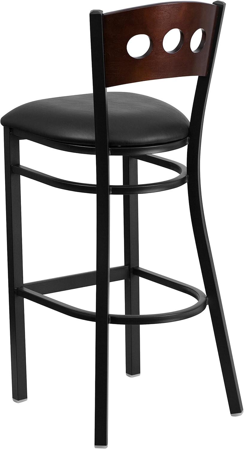 Flash Furniture Black Decorative 3 Circle Back Metal Restaurant Barstool