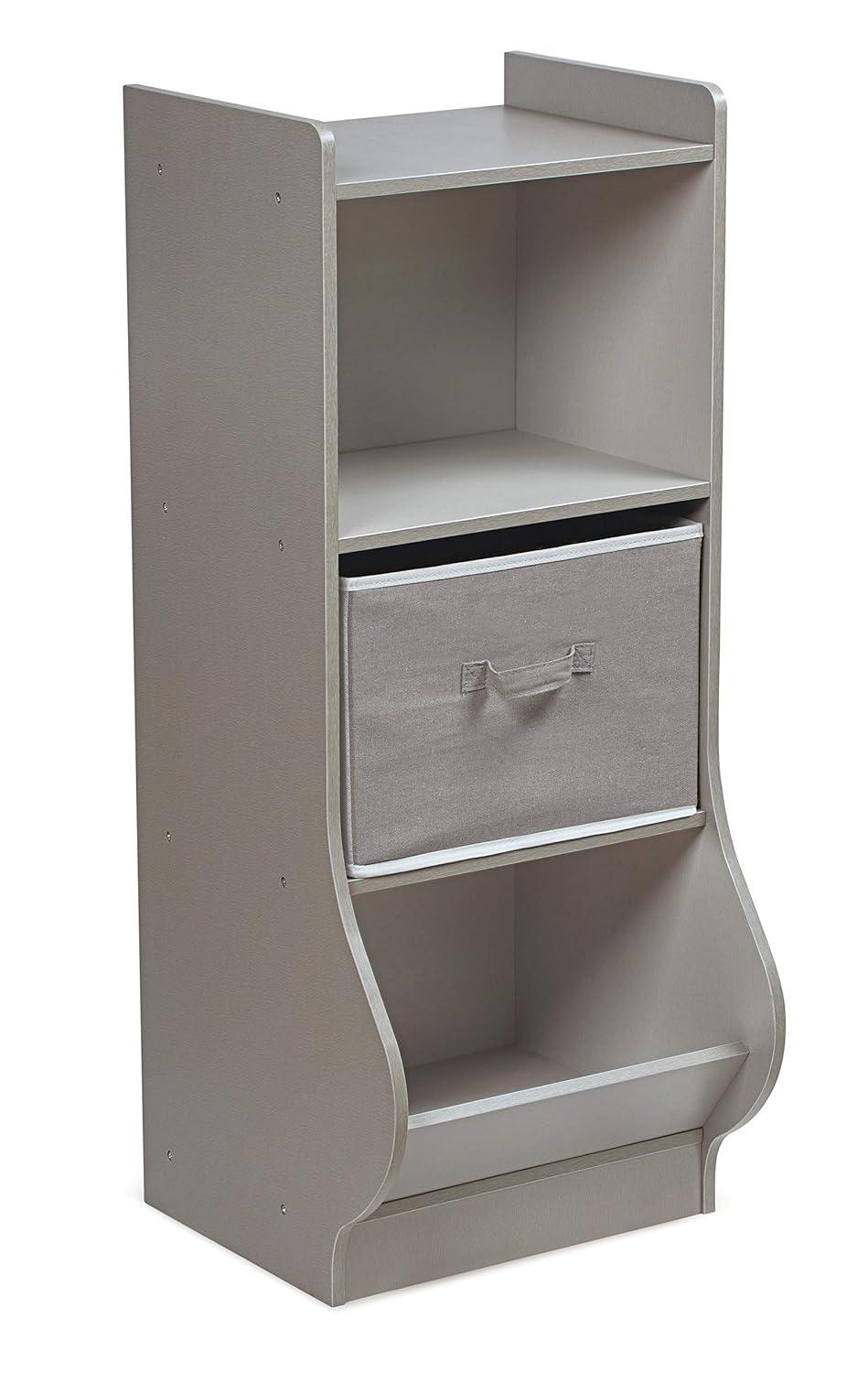 Woodgrain Gray Kids Upright Storage Nook with Reversible Basket