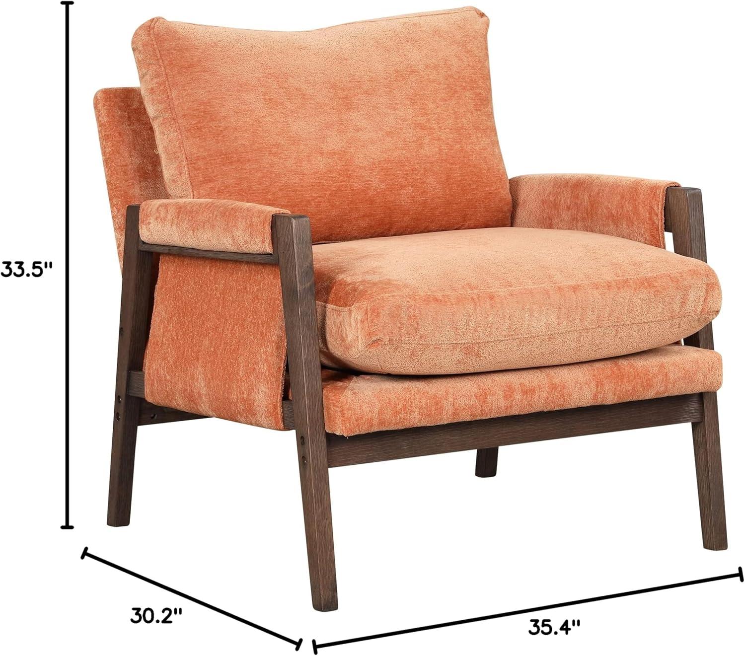 Roundhill Furniture Kelly Mid-Century Modern Velvet Accent Armchair, Orange