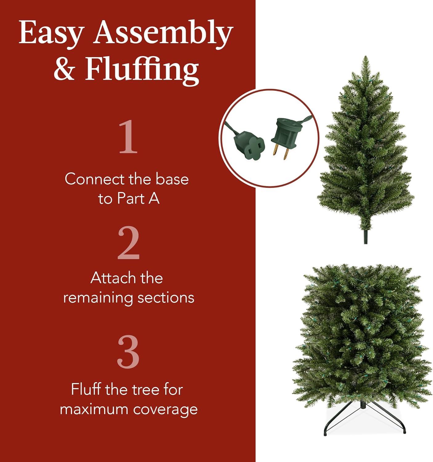 Best Choice Products Prelit Pencil Christmas Tree, Spruce Style Holiday Décor w/ 2-in-1 LED Lights