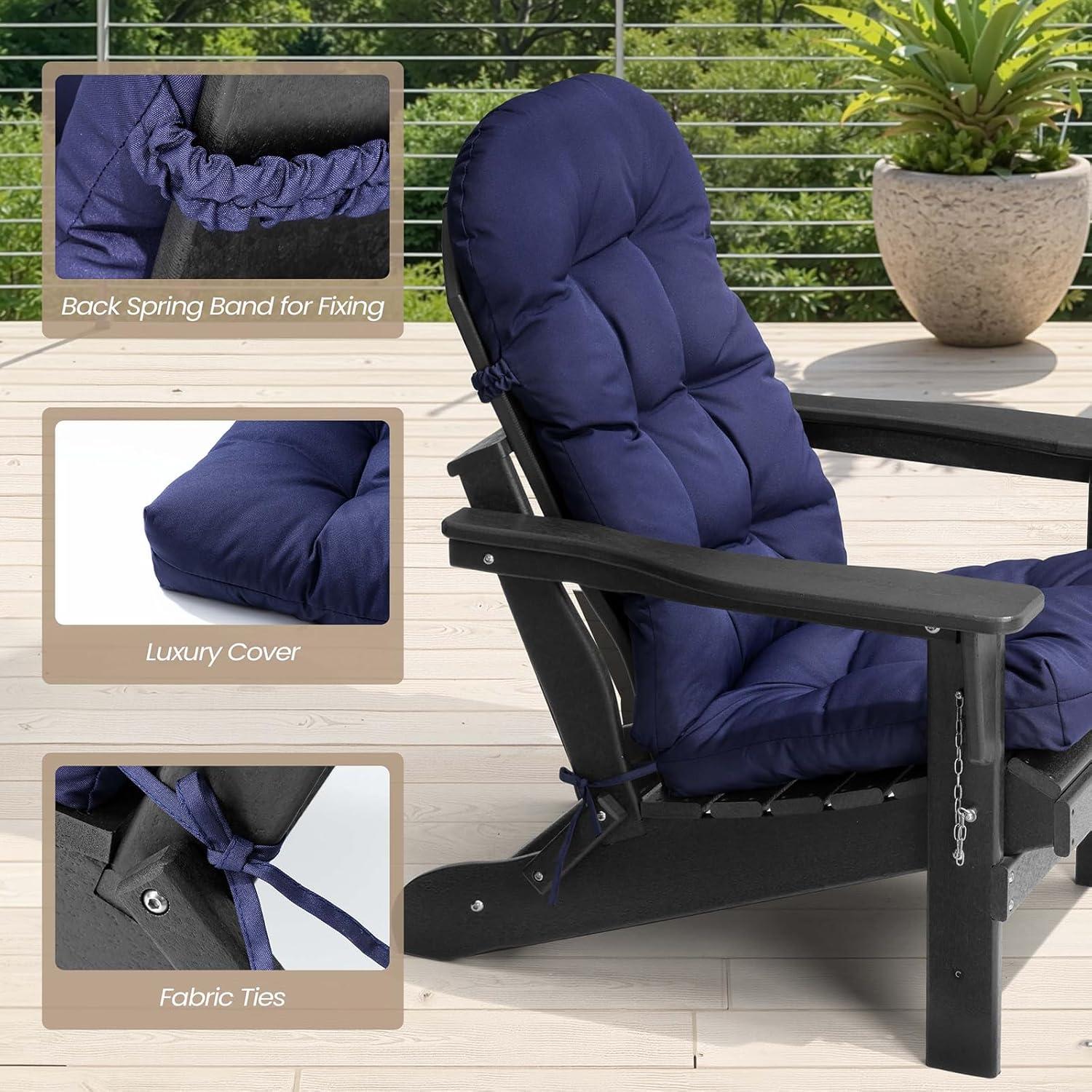 Crestlive Products Adirondack Style Patio Outdoor Chair Cushion for Adirondack Chair or Lounge Rocking Chair - See picture 2-Piece Set, Navy Blue