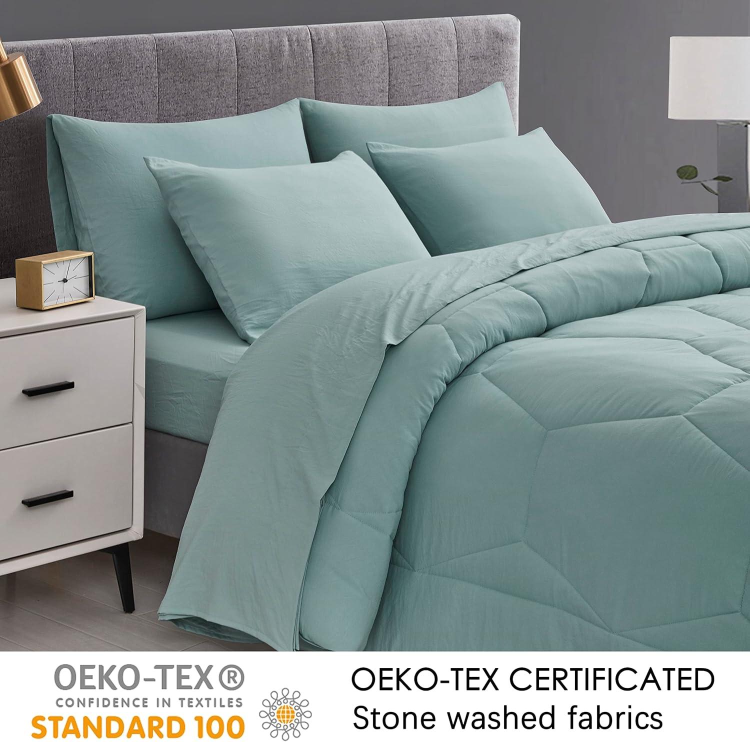 Aqua Twin Honeycomb Quilted Microfiber Comforter Set