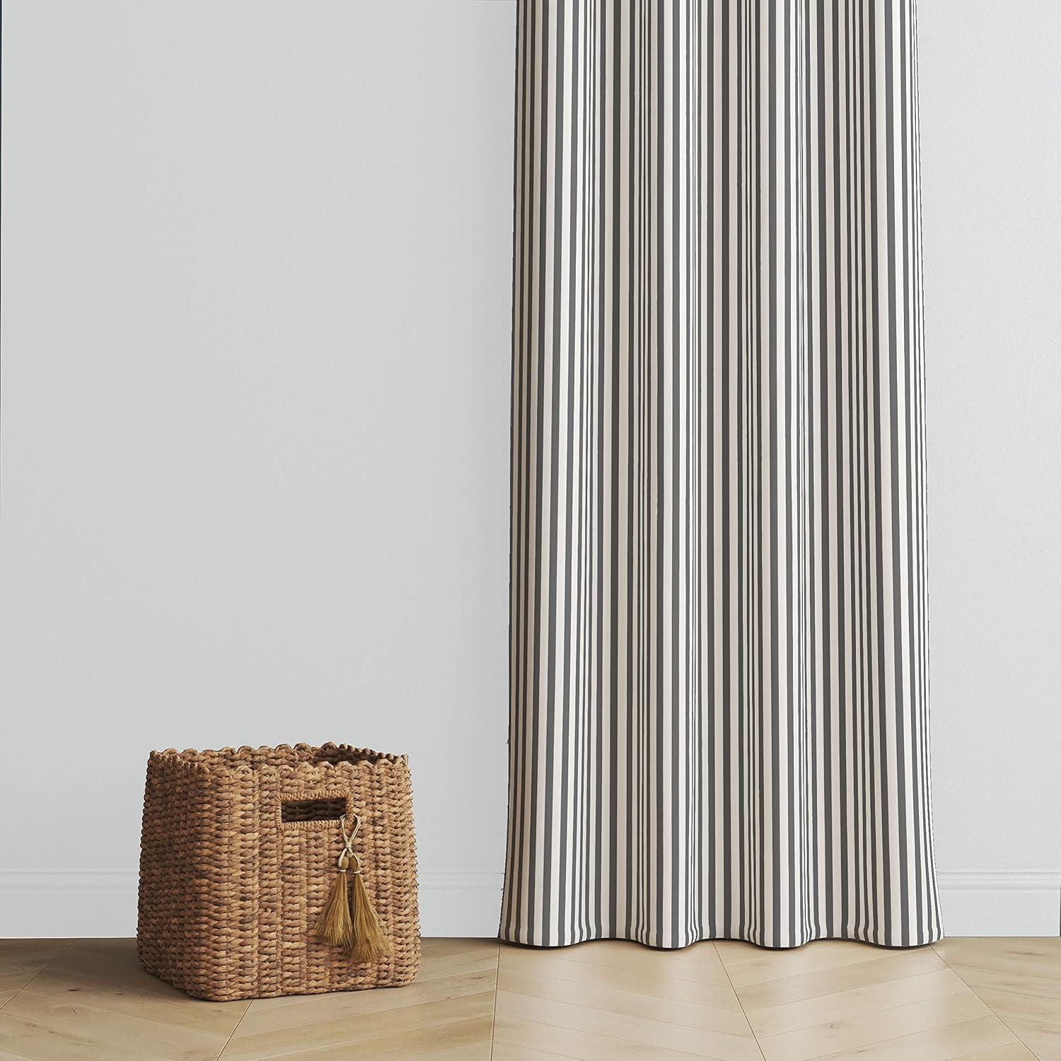 Bacati - Single Light Filtering Curtain Panel Pin Stripes Grey