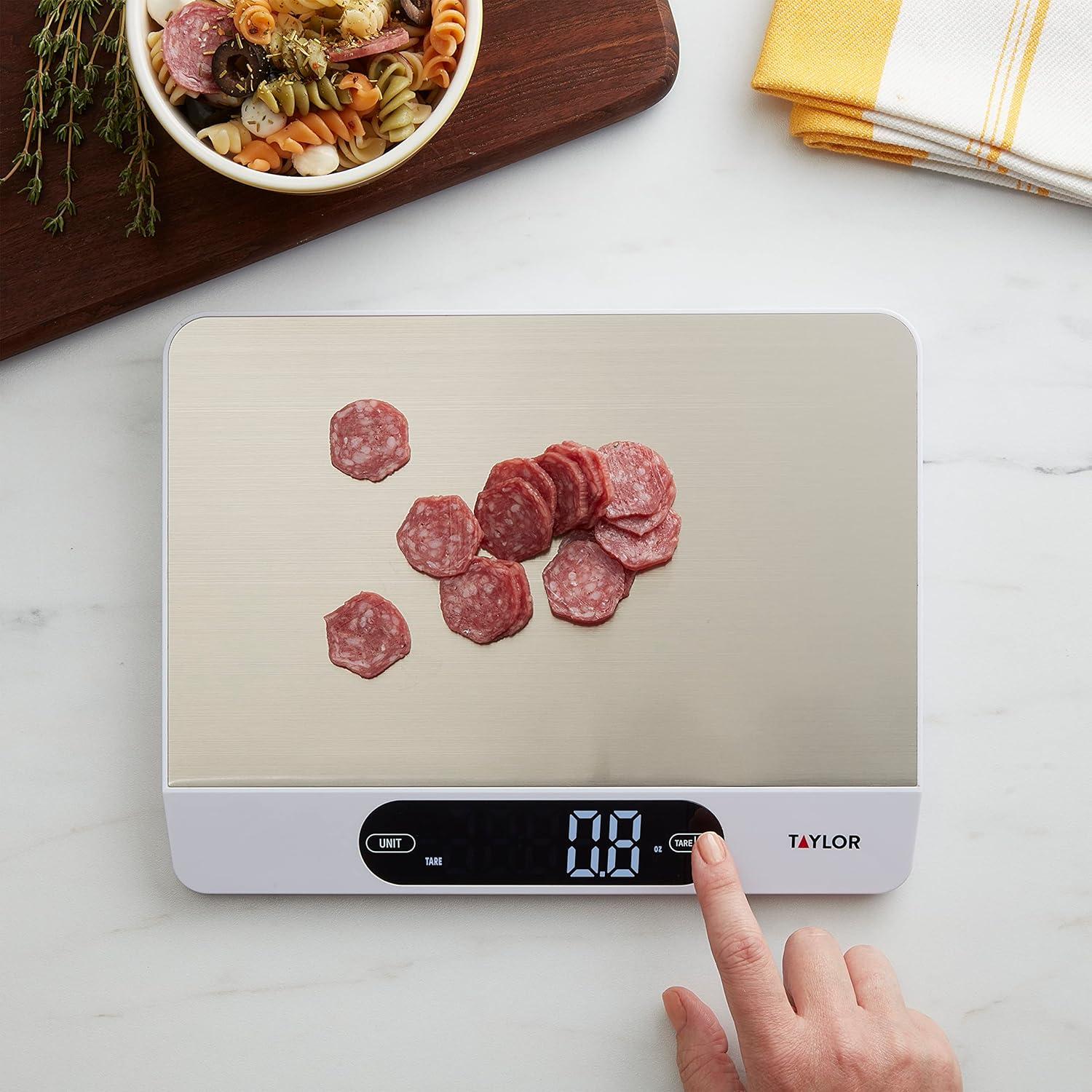 Stainless Steel Digital Kitchen Scale with USB Charging, 22lb Capacity