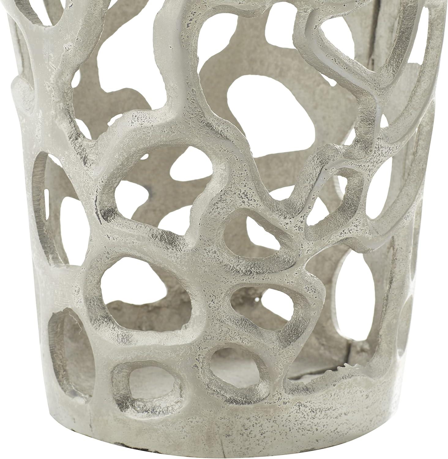 Elegant Silver Coral Aluminum Floor Vase 12" x 33"