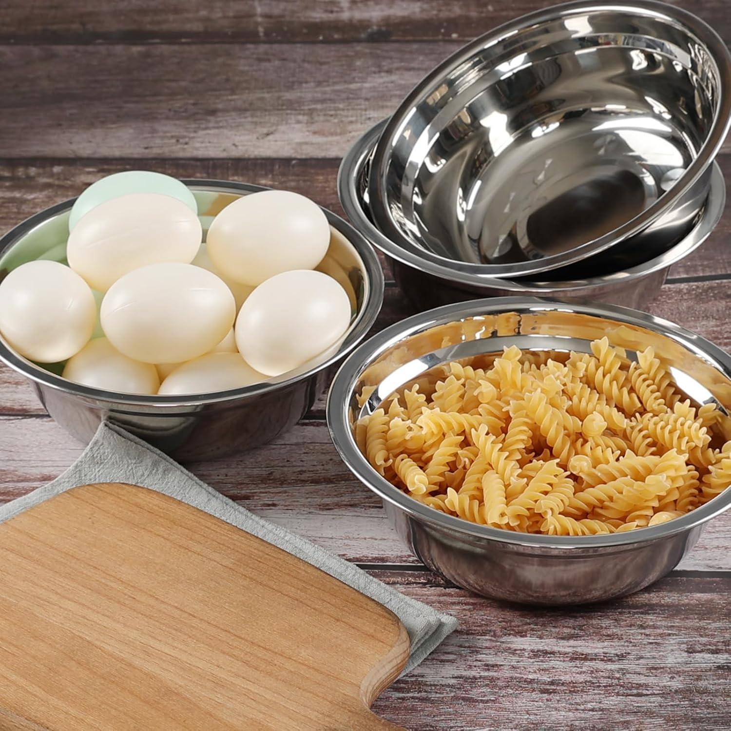 4-Pack Stainless Steel Mixing Bowls/Metal Prep Bowls, Salad Serving Bowl Set