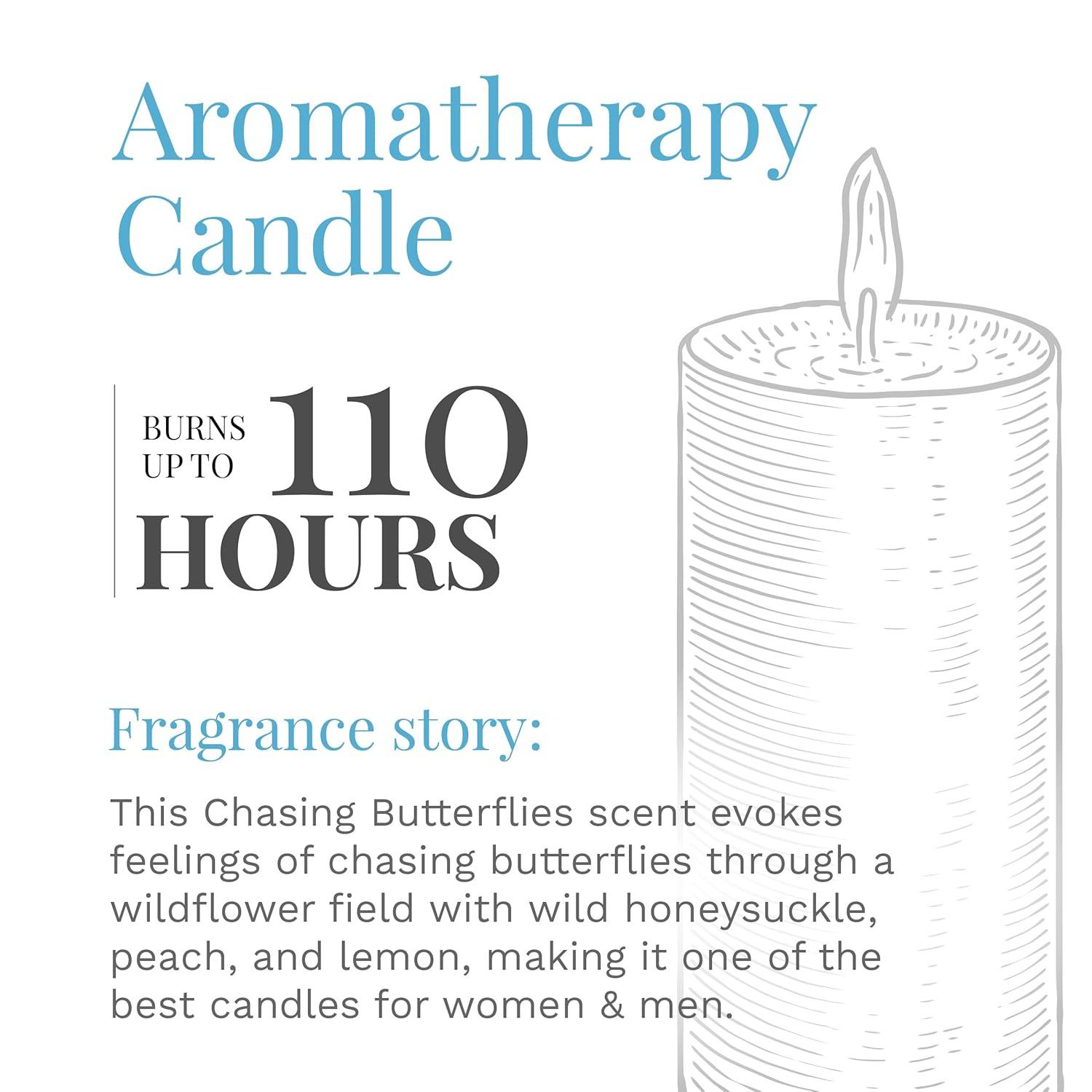 Candle-Lite Everday Chasing Butterflies Scented Candle, 18 oz. Aromatherapy Candle, Off-White