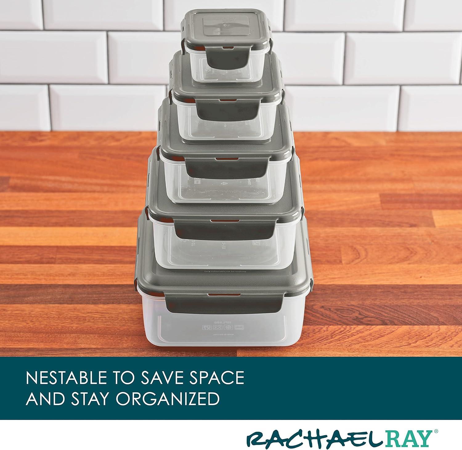 Leak-Proof Nestable Square 5 Container Food Storage Set