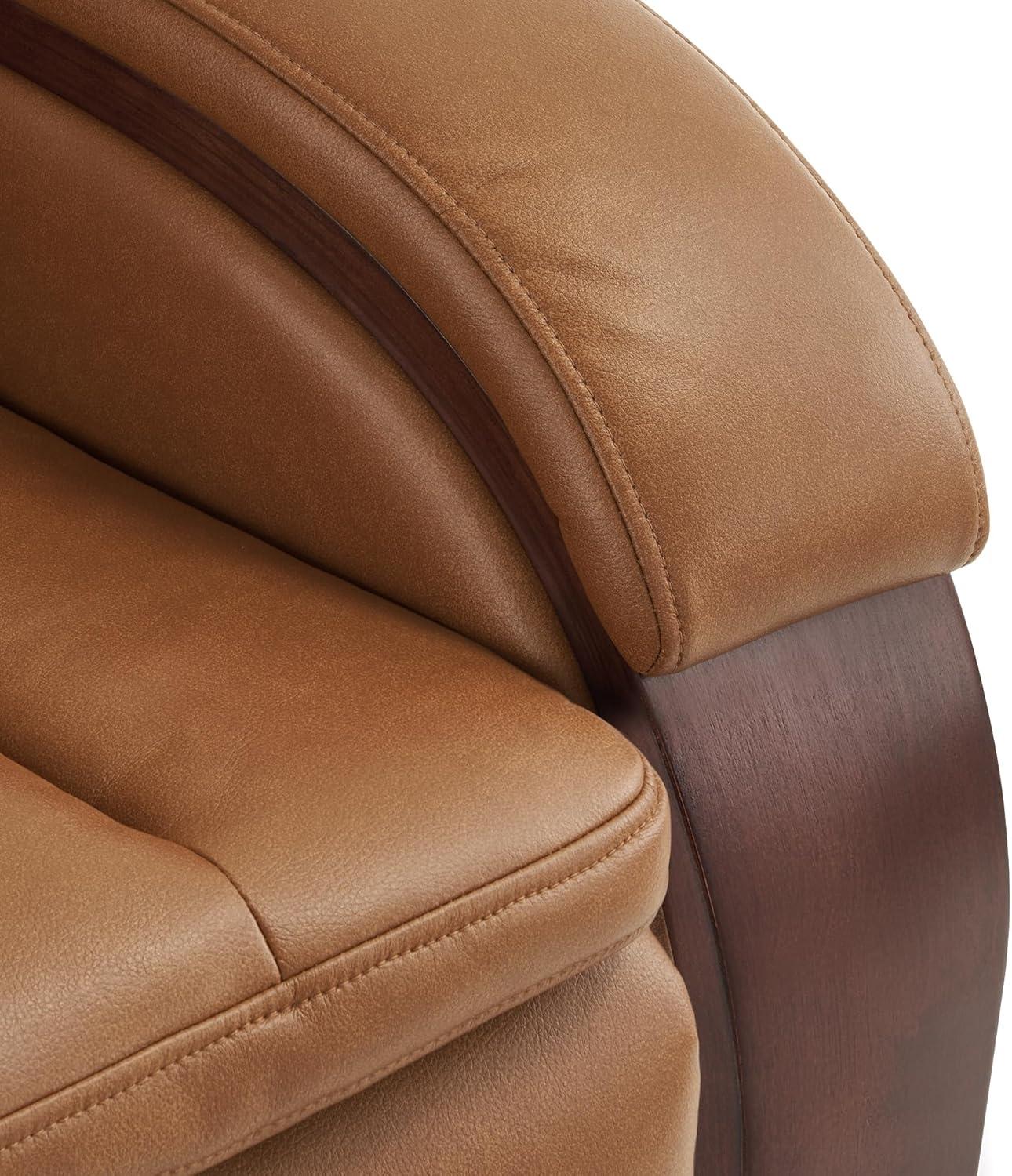 MCombo Power Lift Recliner Chair Sofa with Massage and Heat, Adjustable Headrest for Elderly People, Solid Wood Armrest, USB Ports, Side Pockets, Breathable Leather 7917 (Tawny, Medium)