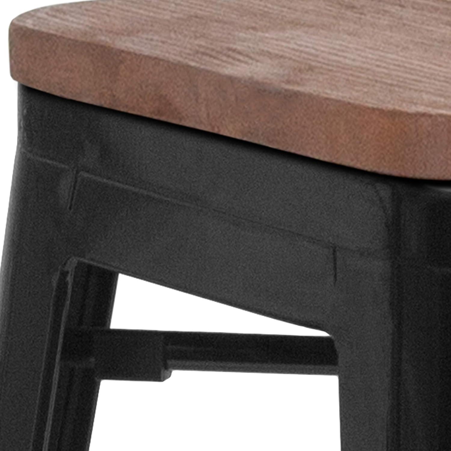Flash Furniture Margherite 30" High Backless Metal Barstool with Square Wood Seat