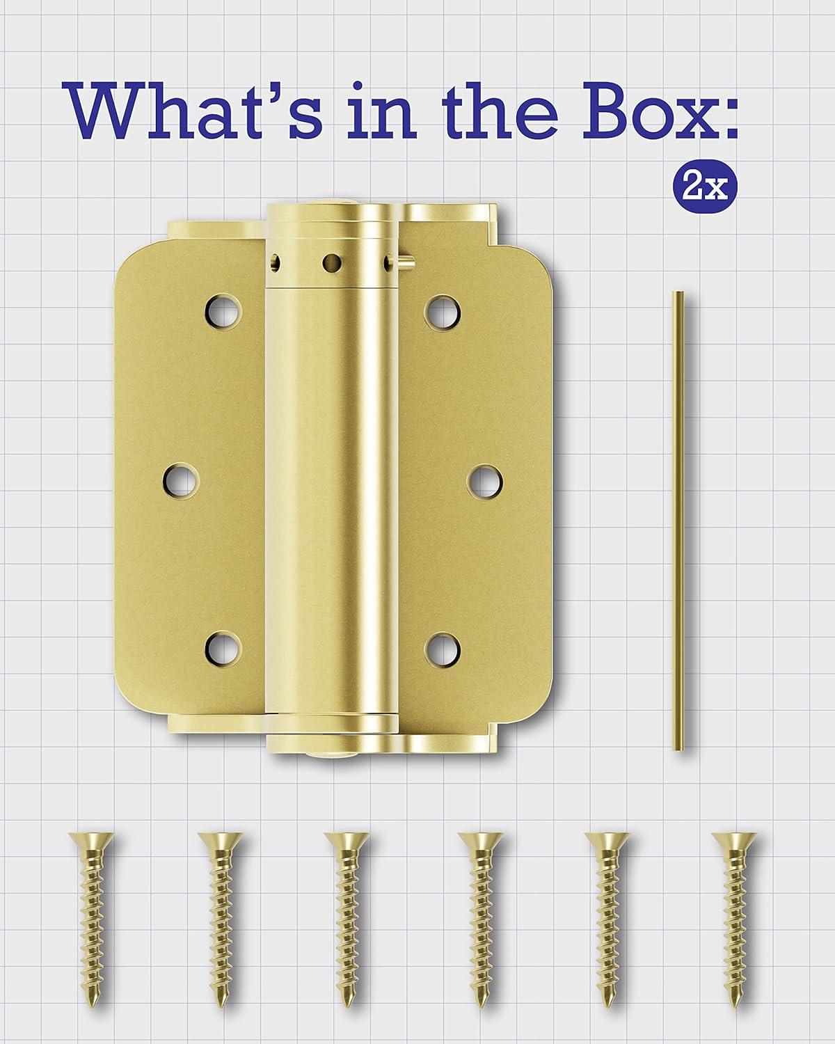 Hillman Group 851598 Carded - Adjustable Spring Door Hinges, Brass Plated - 3 in.