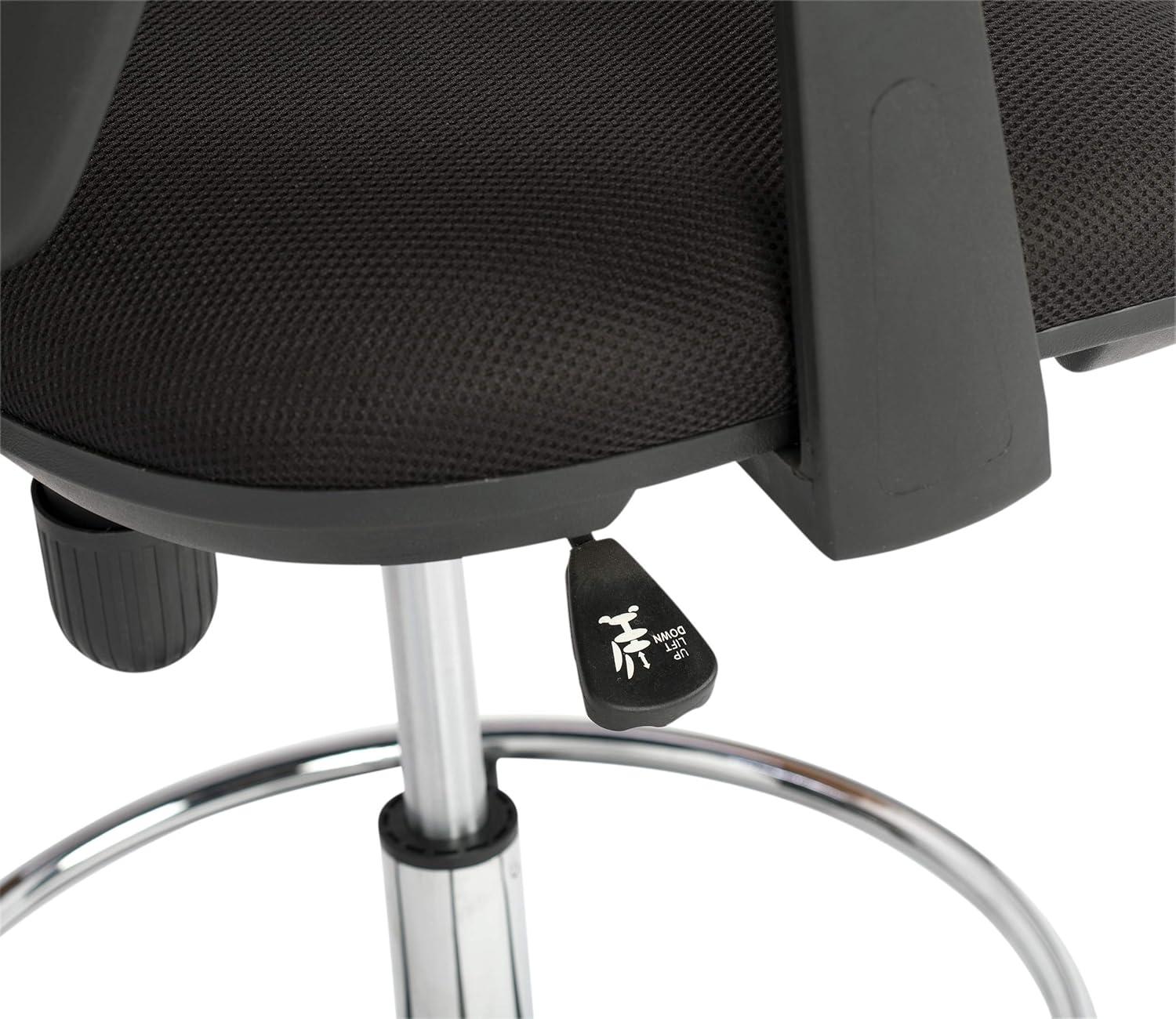Riviera Drafting Chair - Black: Mesh Back, Adjustable Height, Footring, Home Office & Studio Comfort