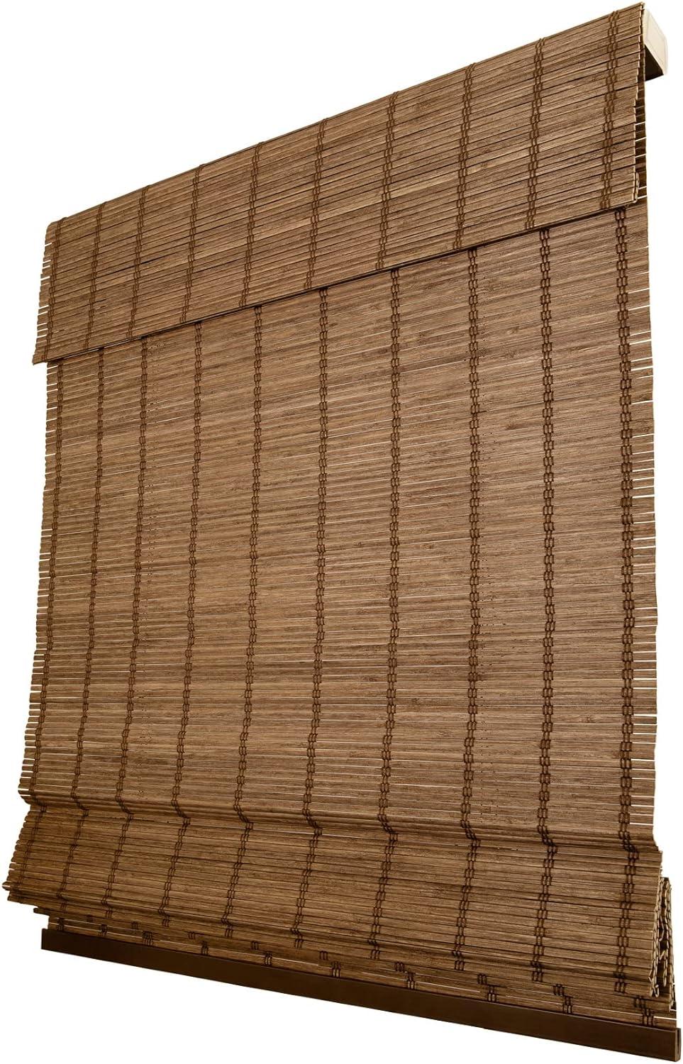 Chicology Cordless Light Filtering Bamboo Roman Window Shades, Elk 34"W X 64"H