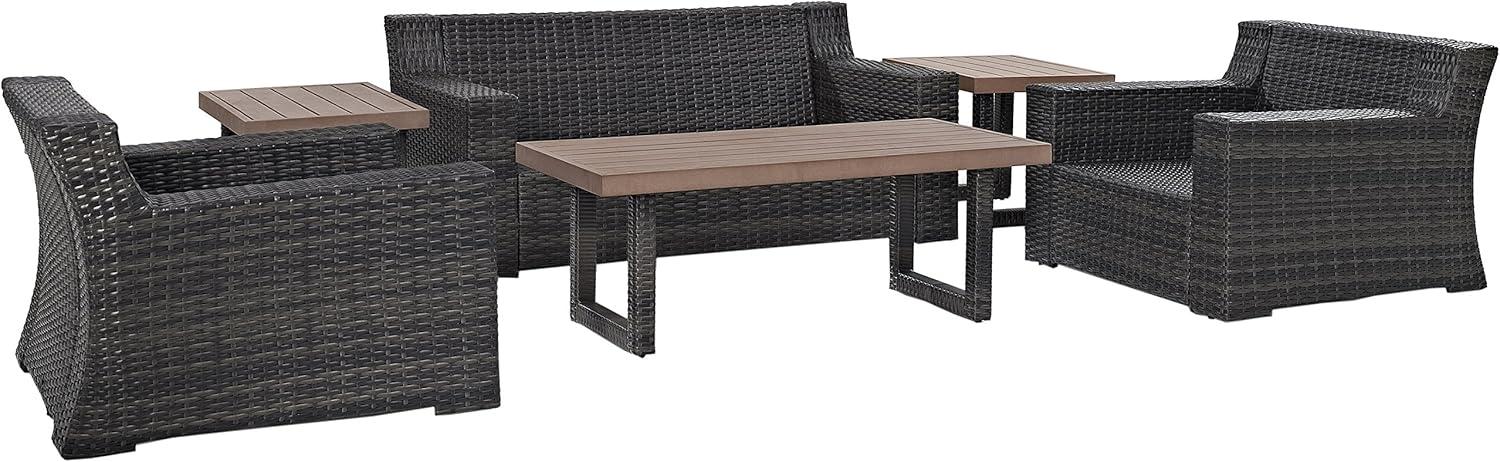 Beaufort 6pc Outdoor Wicker Conversation Set - Mist - Crosley: Steel Frame, Weather-Resistant, UV-Resistant, with Polyester Foam Cushions