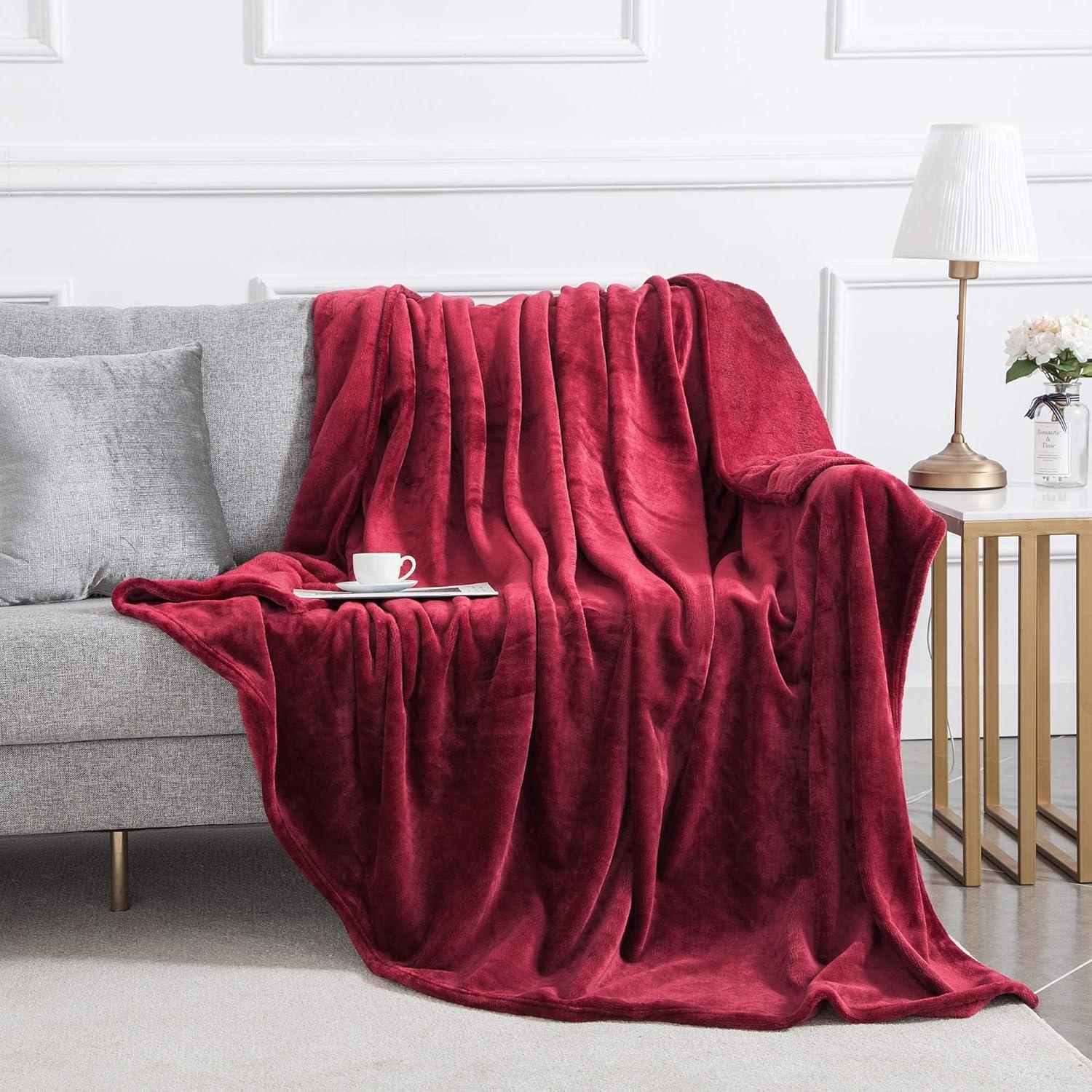 IR Imperial Rooms Super Soft Plush Fleece Bed Blanket, Fluffy for All-Season Twin Burgundy