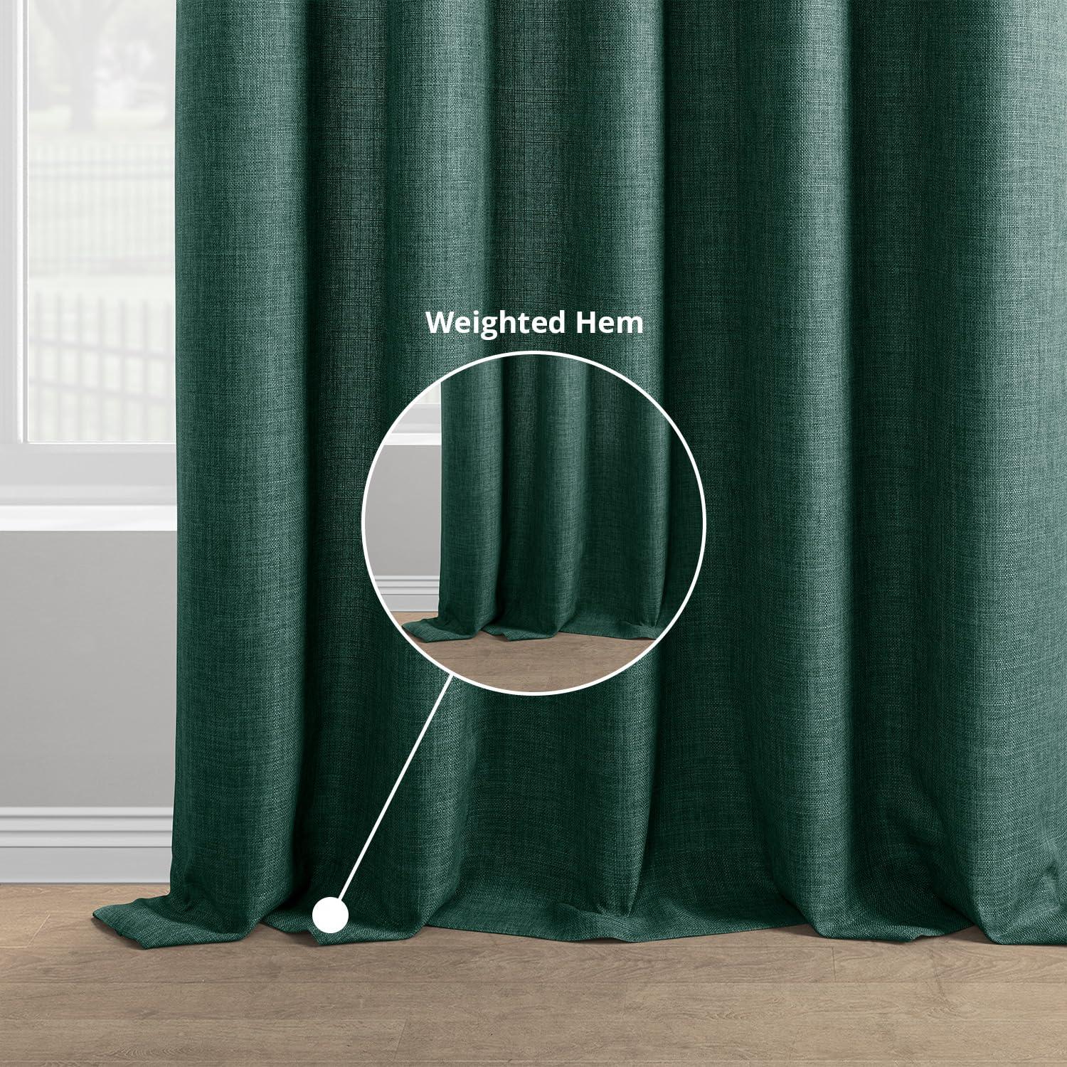 HPD Half Price Drapes Empire Green Italian Faux Linen Room Darkening Curtains with Rod Pocket - 1 Panel - Window Curtains for Living Room & Curtains for Bedroom, 50W X 108L