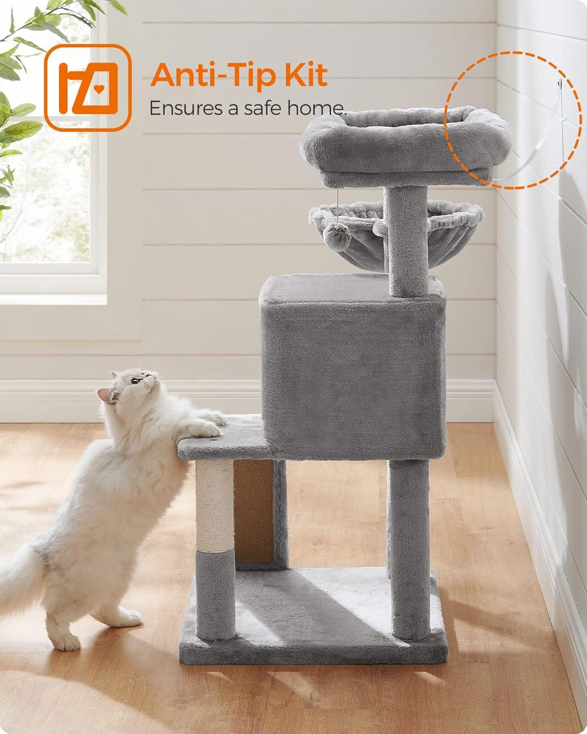 FEANDREA 37.8-Inch Cat Tree Cat Condo Small Cat Tower with Widened Perch for Large Cats Indoor