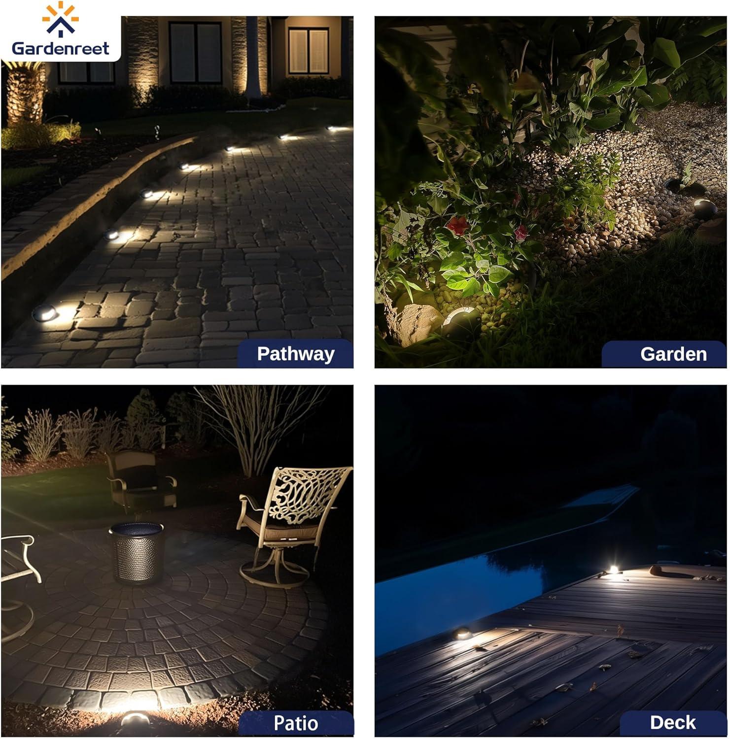 Gardenreet Brass Well Lights Landscape Led In Ground,12V LED Low Voltage Landscape Lighting Well Lights for Garden, Pathway Without MR16 Bulb(One-Direction Turret)