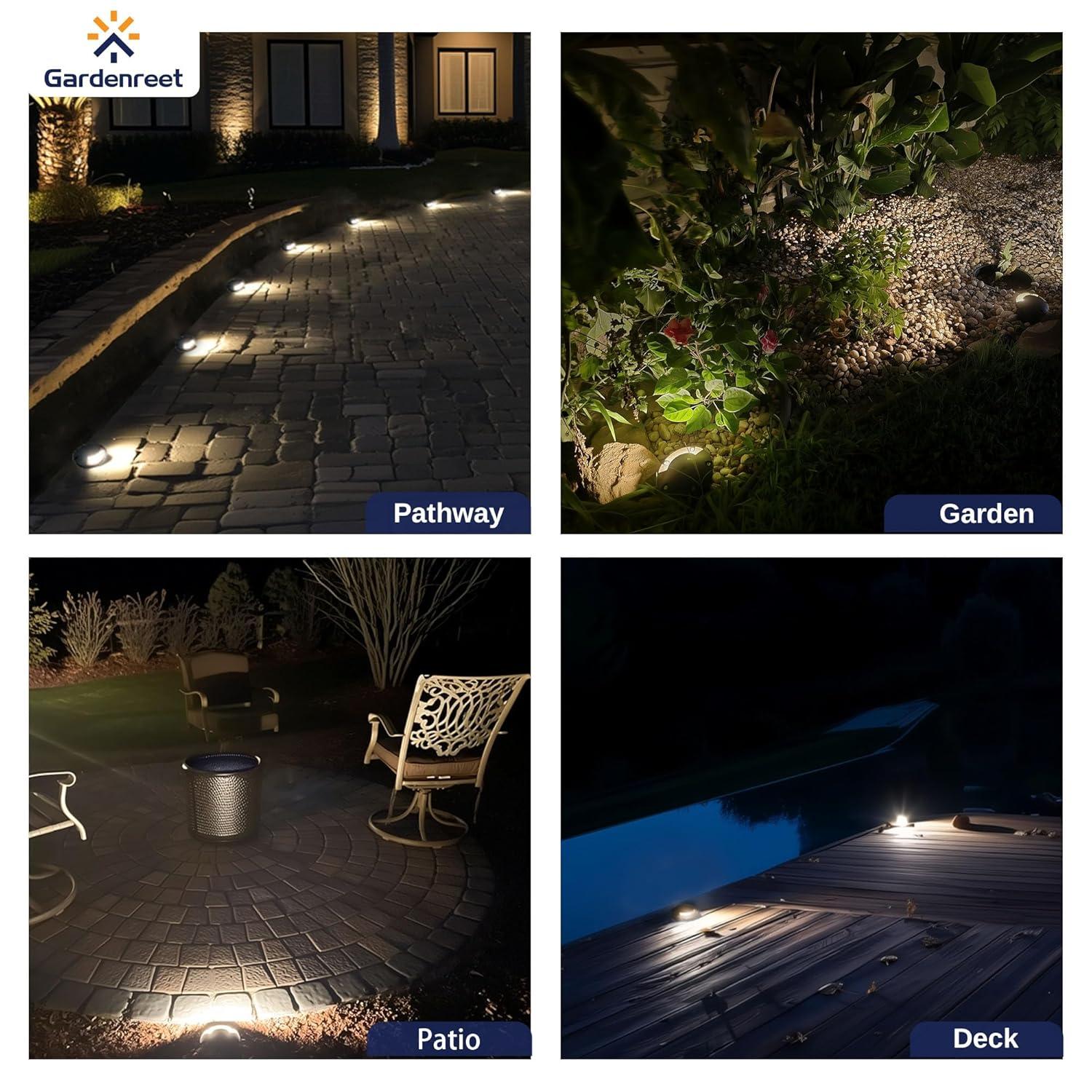 Gardenreet Brass Well Lights Landscape Led In Ground,12V LED Low Voltage Landscape Lighting Well Lights for Garden, Pathway Without MR16 Bulb(One-Direction Turret)