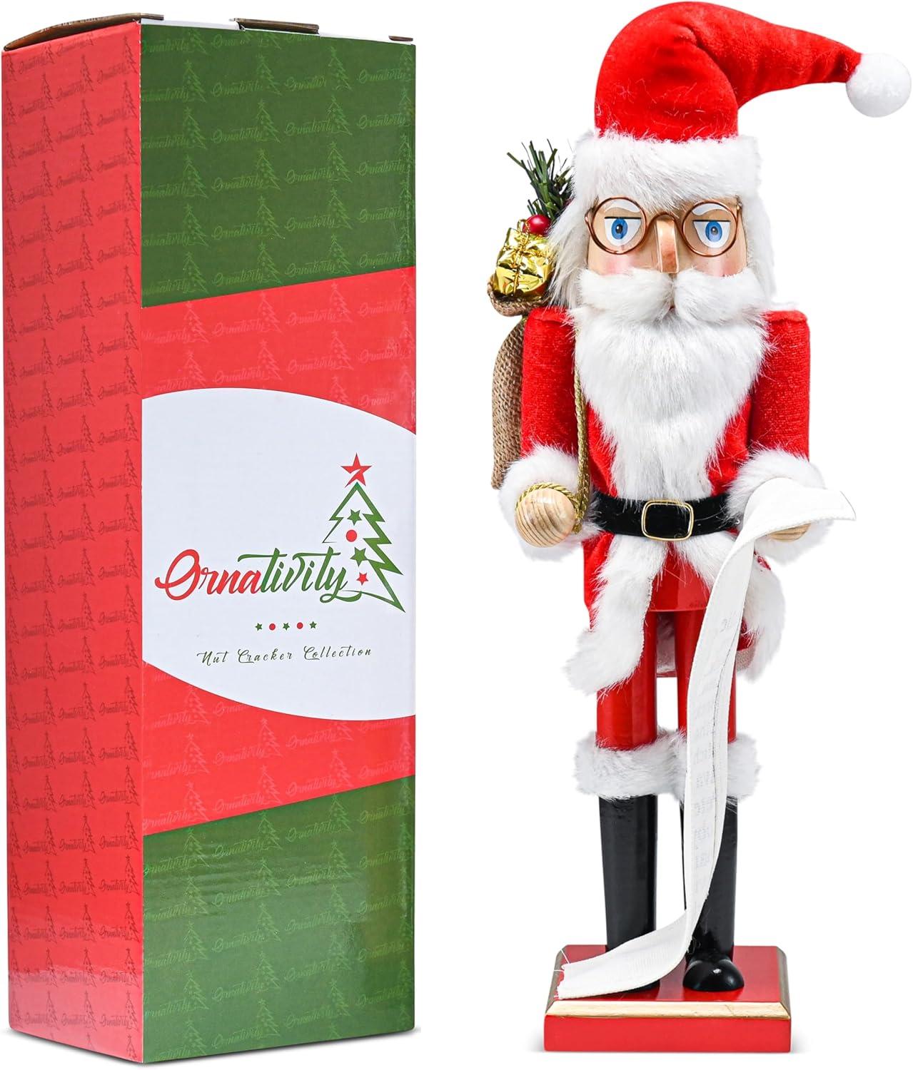 Ornativity Christmas Wooden Santa with Gifts Nutcracker - 15 in