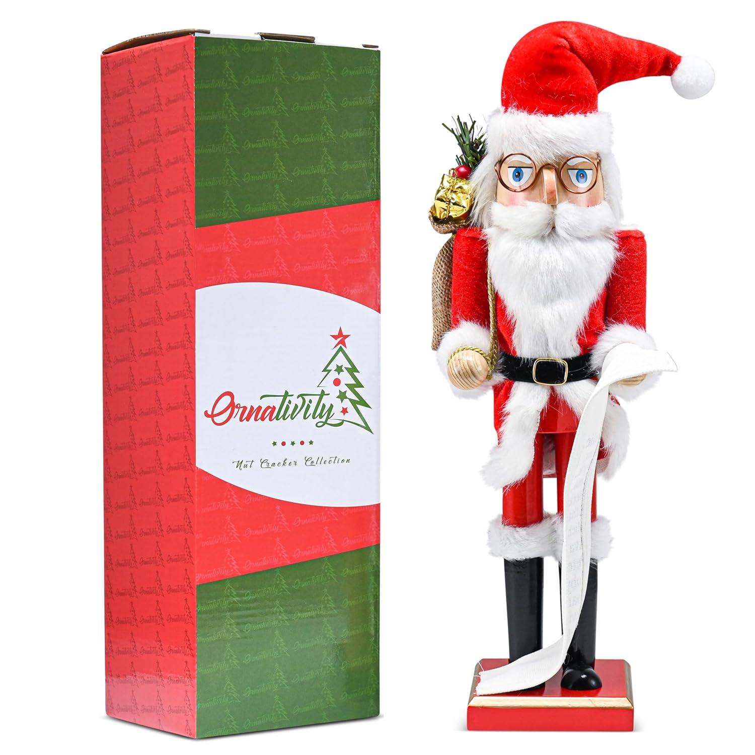 Ornativity Christmas Wooden Santa with Gifts Nutcracker - 15 in