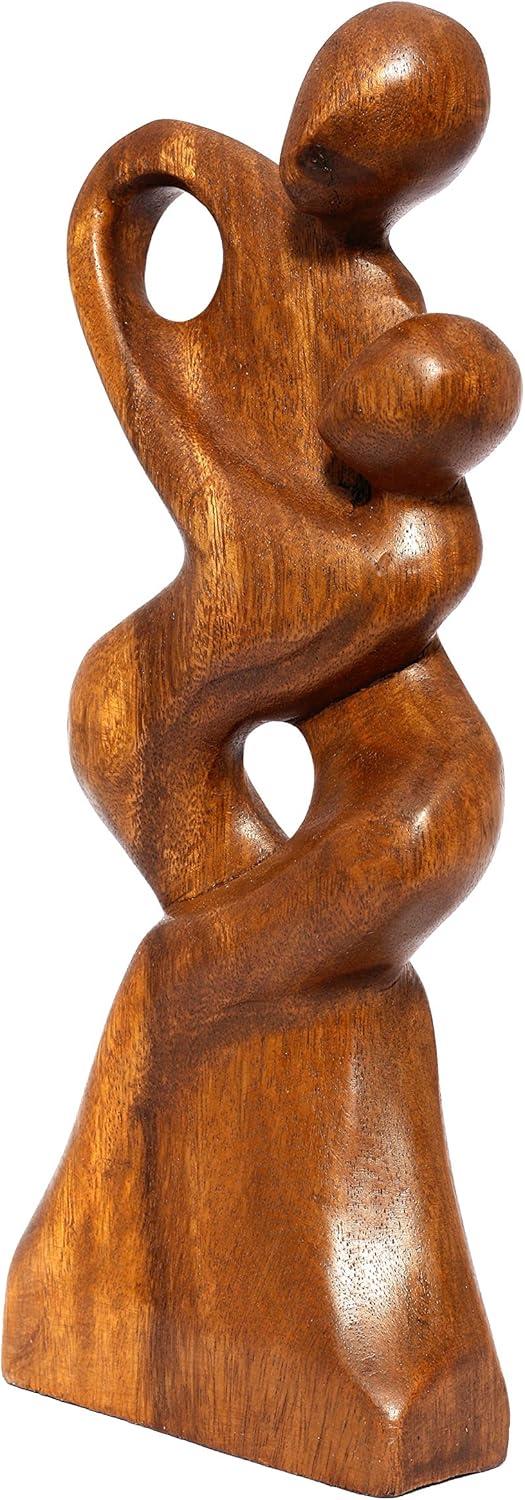 12" Wooden Handmade Abstract Sculpture Statue Handcrafted "Forever Mine" Gift Art Decorative Home Decor Figurine Accent Decoration Artwork Hand Carved