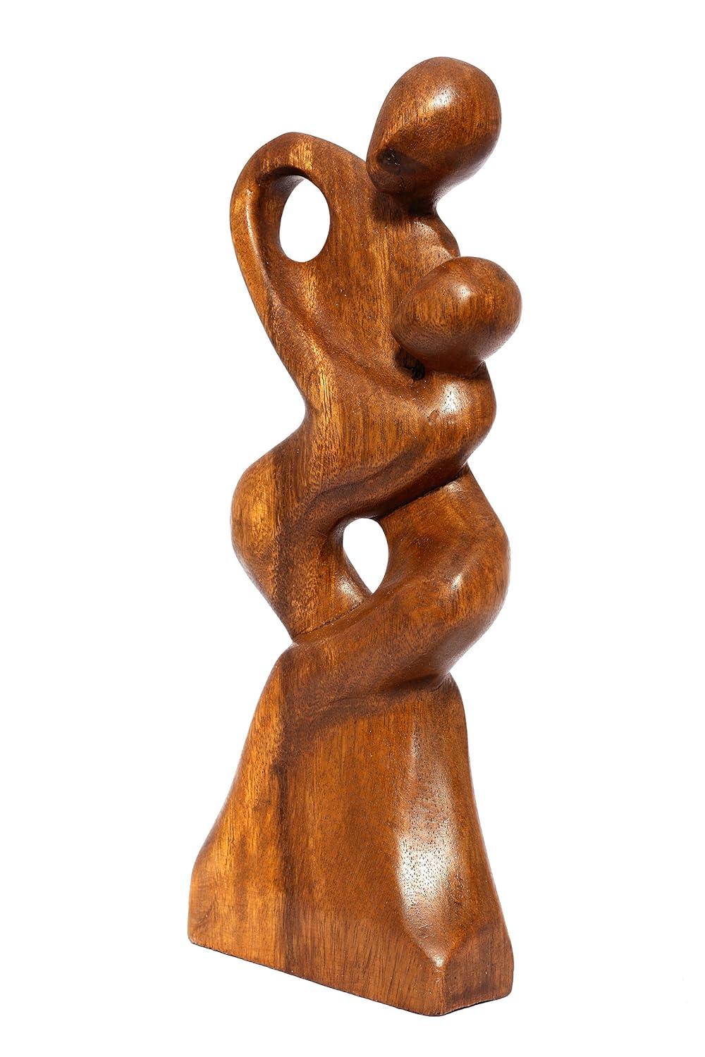 12" Wooden Handmade Abstract Sculpture Statue Handcrafted "Forever Mine" Gift Art Decorative Home Decor Figurine Accent Decoration Artwork Hand Carved