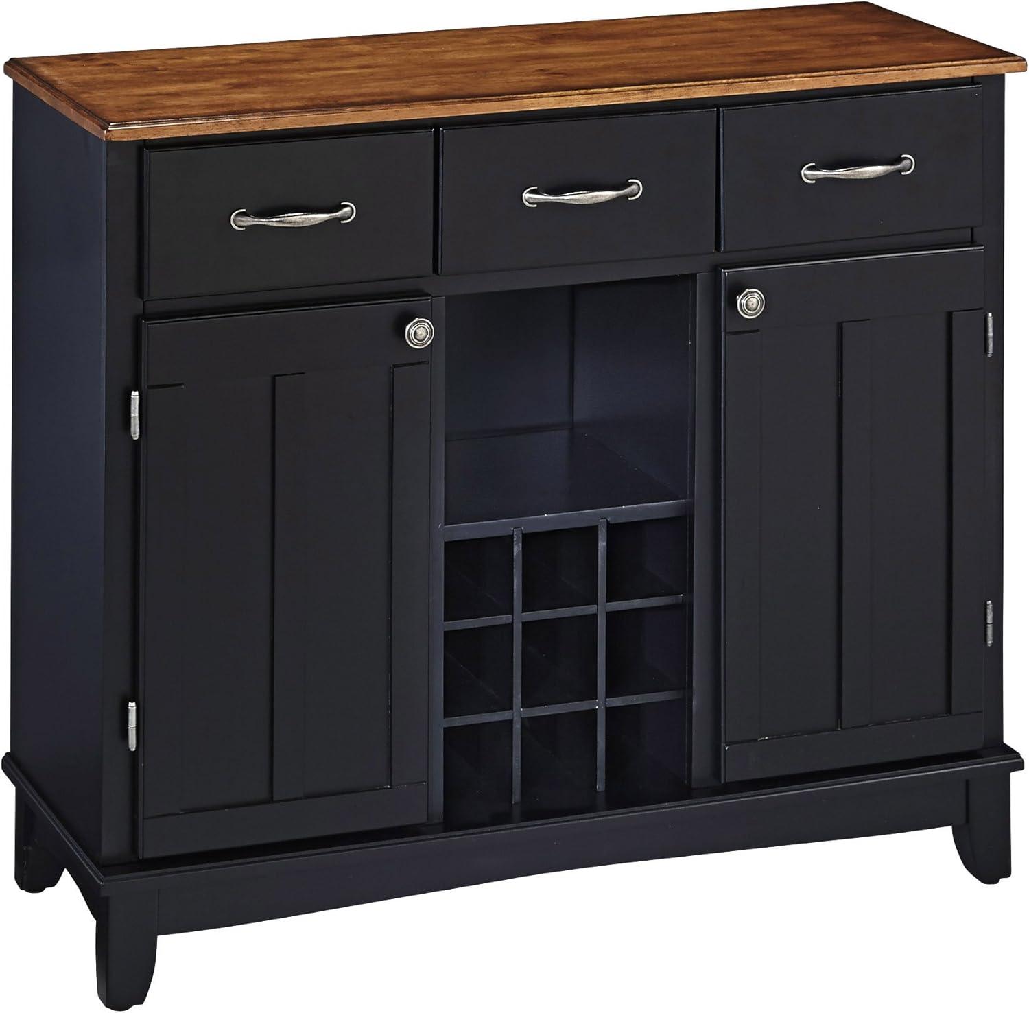 Hutch-Style Buffet Wood/Black/Cherry - Home Styles: Traditional Sideboard with Wine Storage, Hardwood Frame