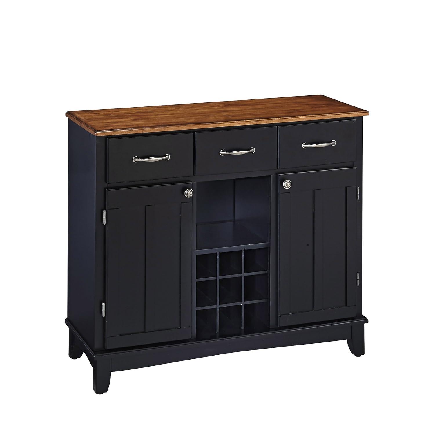 Hutch-Style Buffet Wood/Black/Cherry - Home Styles: Traditional Sideboard with Wine Storage, Hardwood Frame