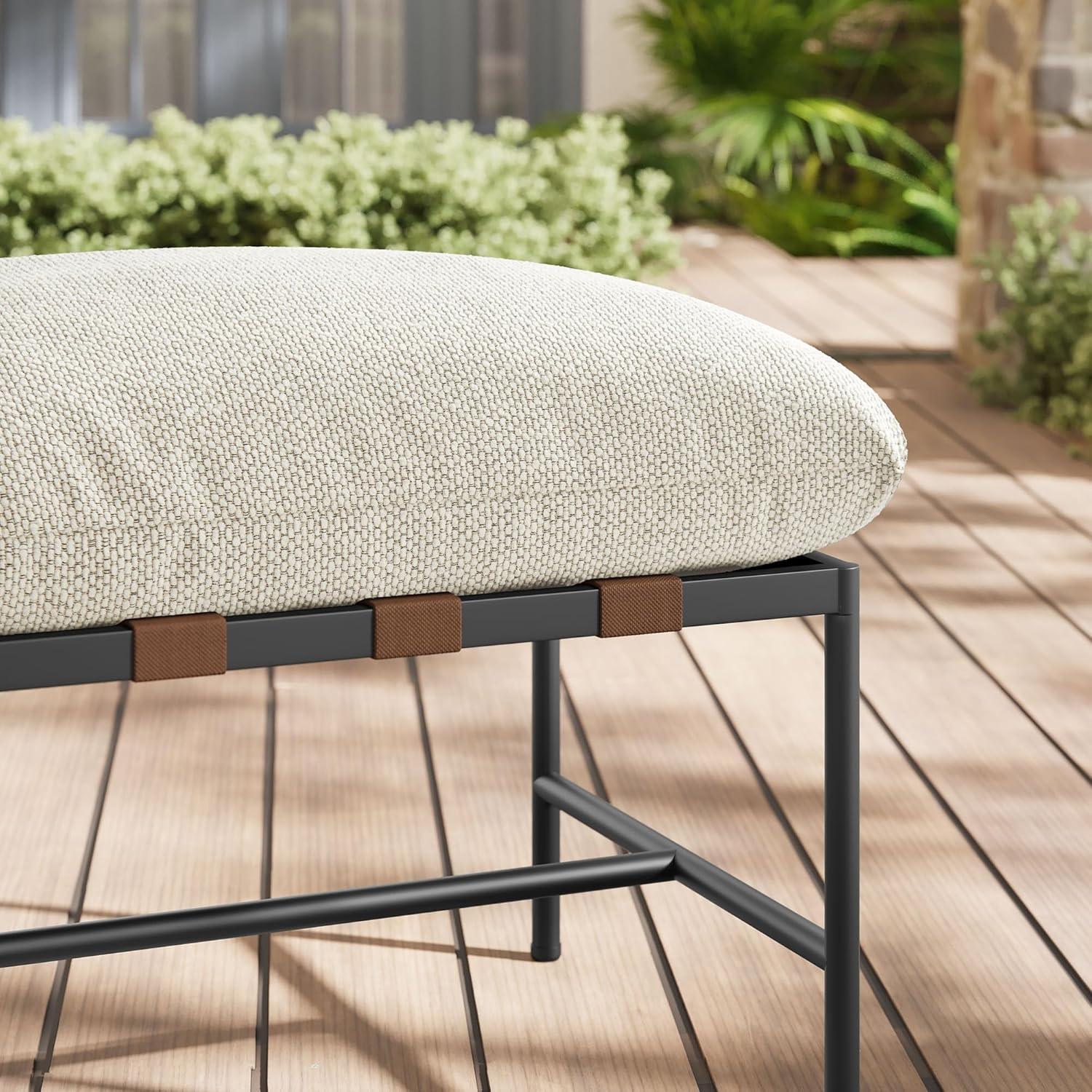 Modway Raya Outdoor Patio Boucle Ottoman in Ivory