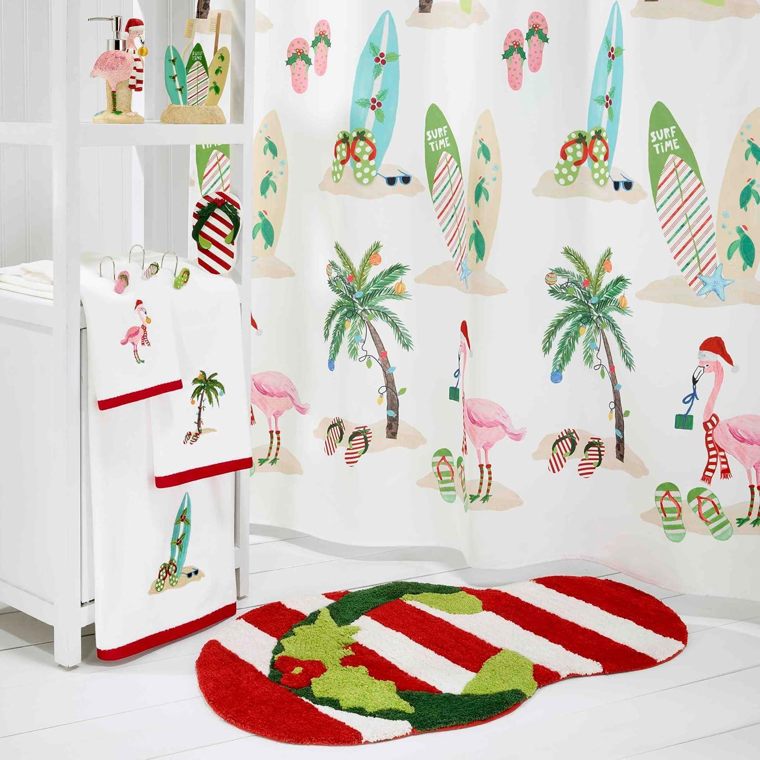 Avanti Linens Flamingo Jingle Shower Curtain & Hook Set